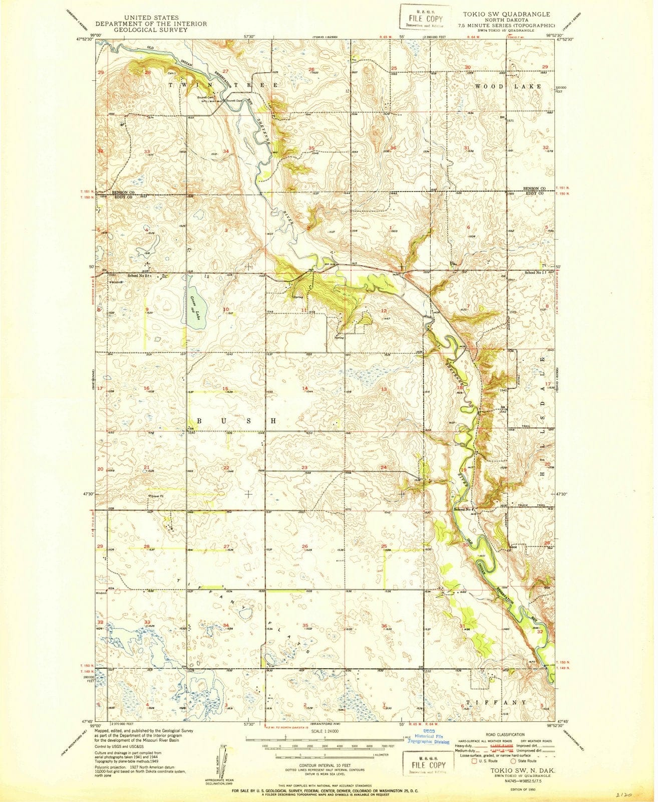 1950 Tokio, ND - North Dakota - USGS Topographic Map