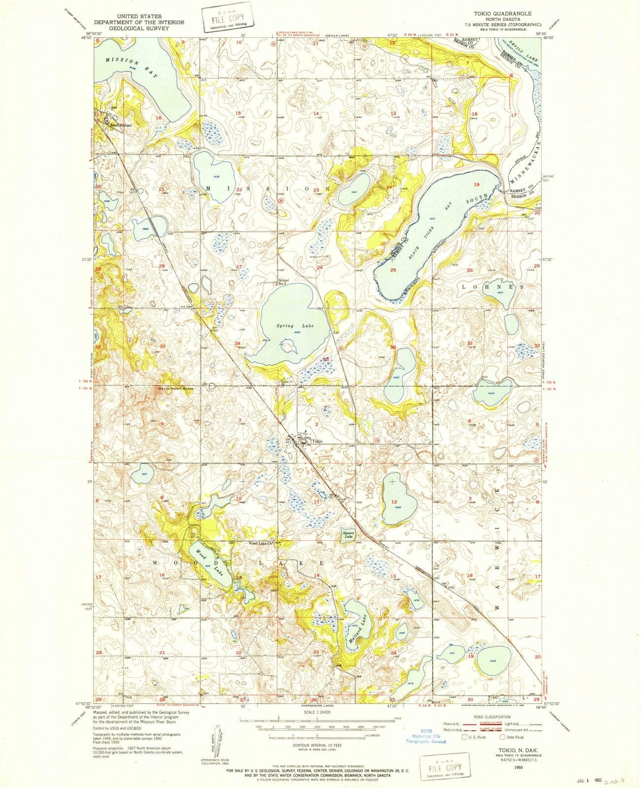 1950 Tokio, ND - North Dakota - USGS Topographic Map v2