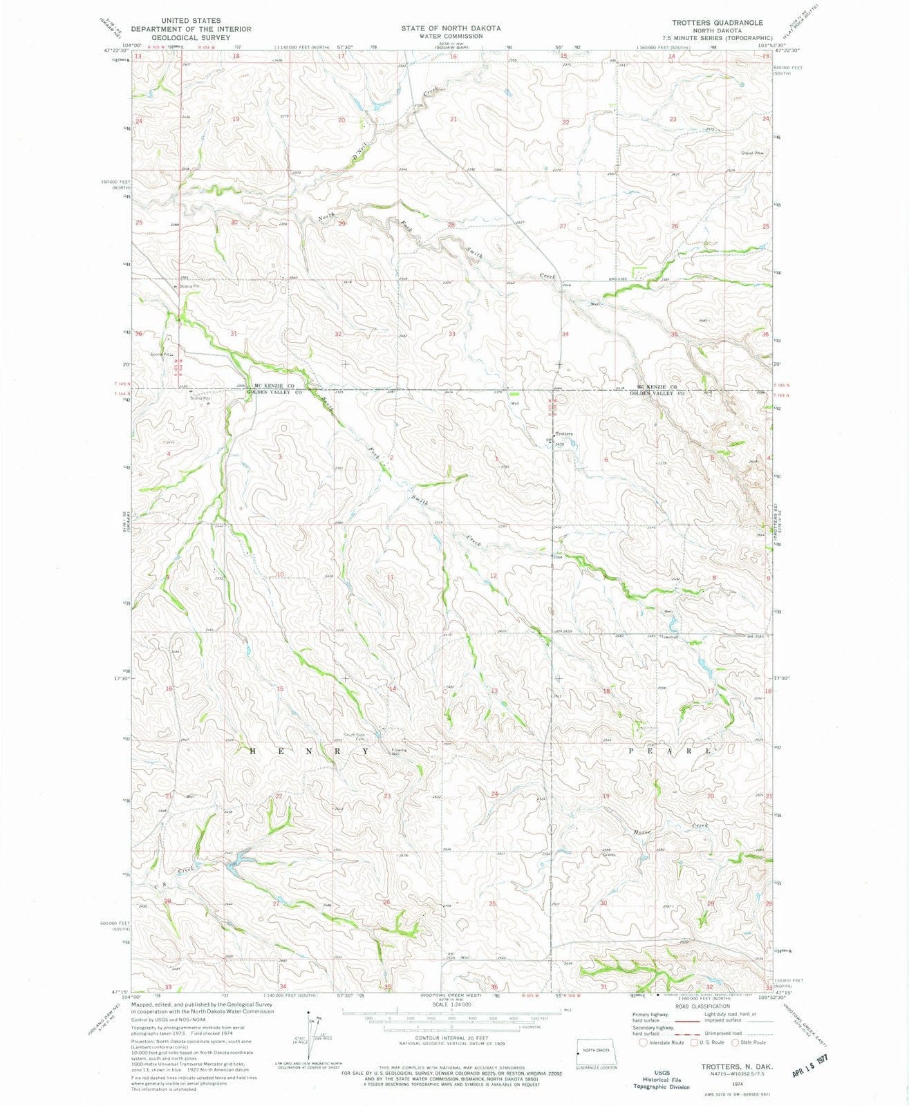 1974 Trotters, ND - North Dakota - USGS Topographic Map v2
