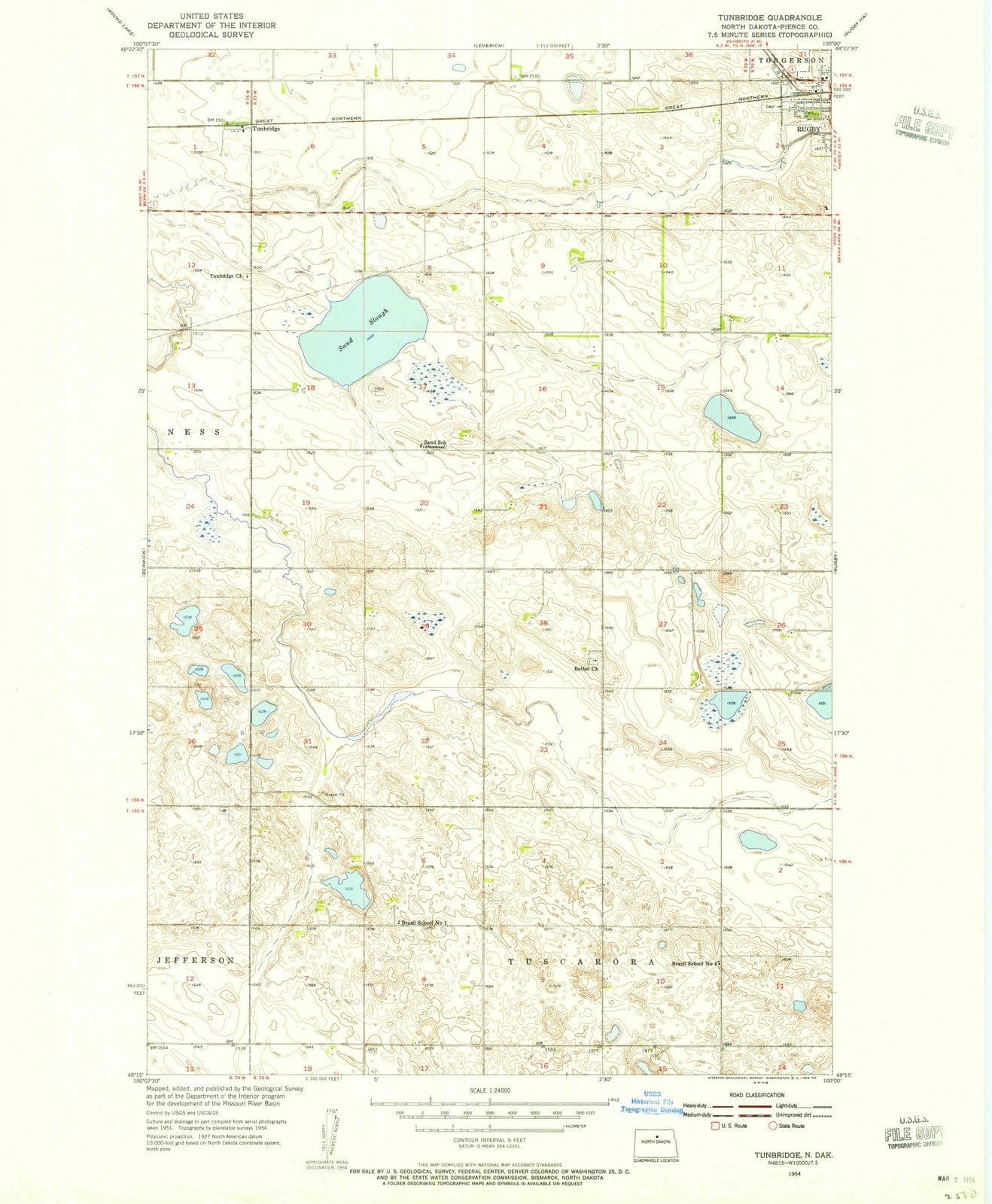 1954 Tunbridge, ND - North Dakota - USGS Topographic Map