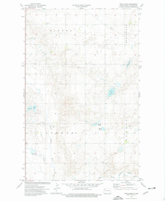 1974 Twin Lakes, ND - North Dakota - USGS Topographic Map