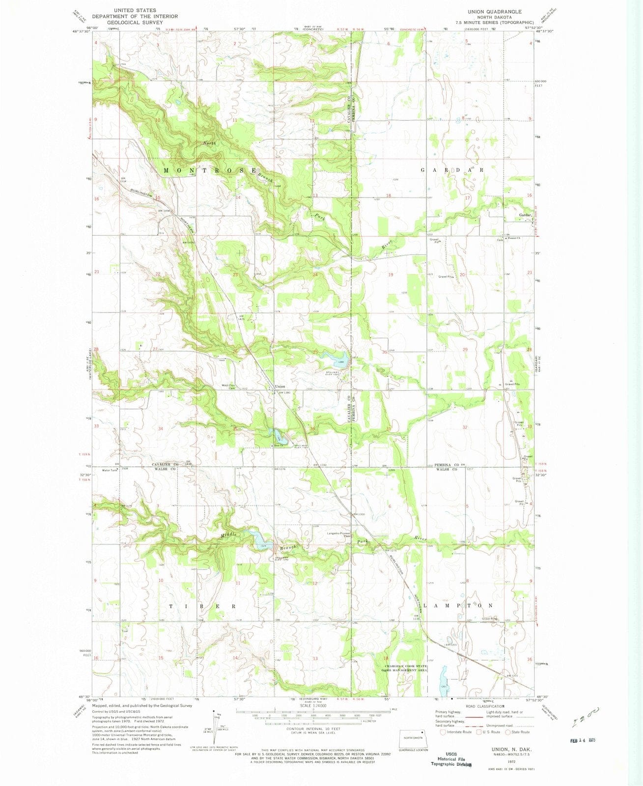 1972 Union, ND - North Dakota - USGS Topographic Map