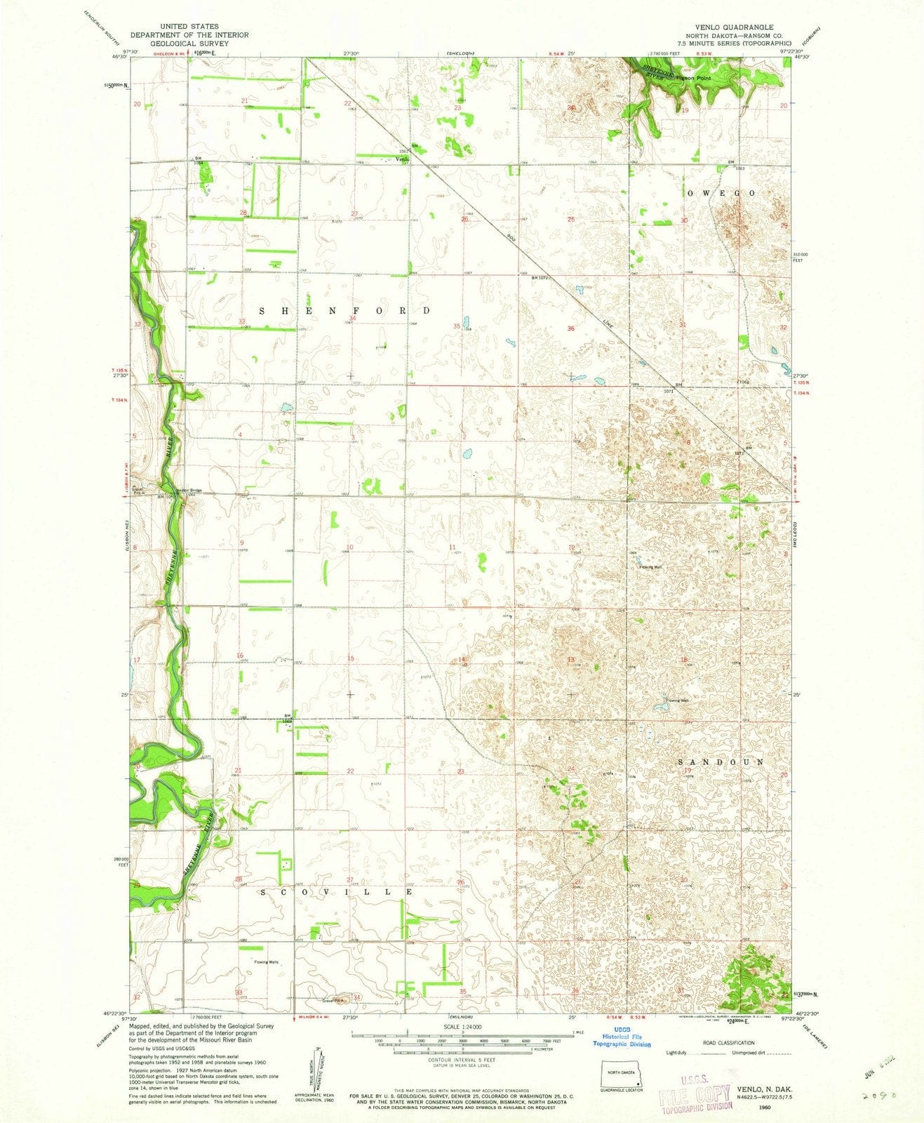 1960 Venlo, ND - North Dakota - USGS Topographic Map