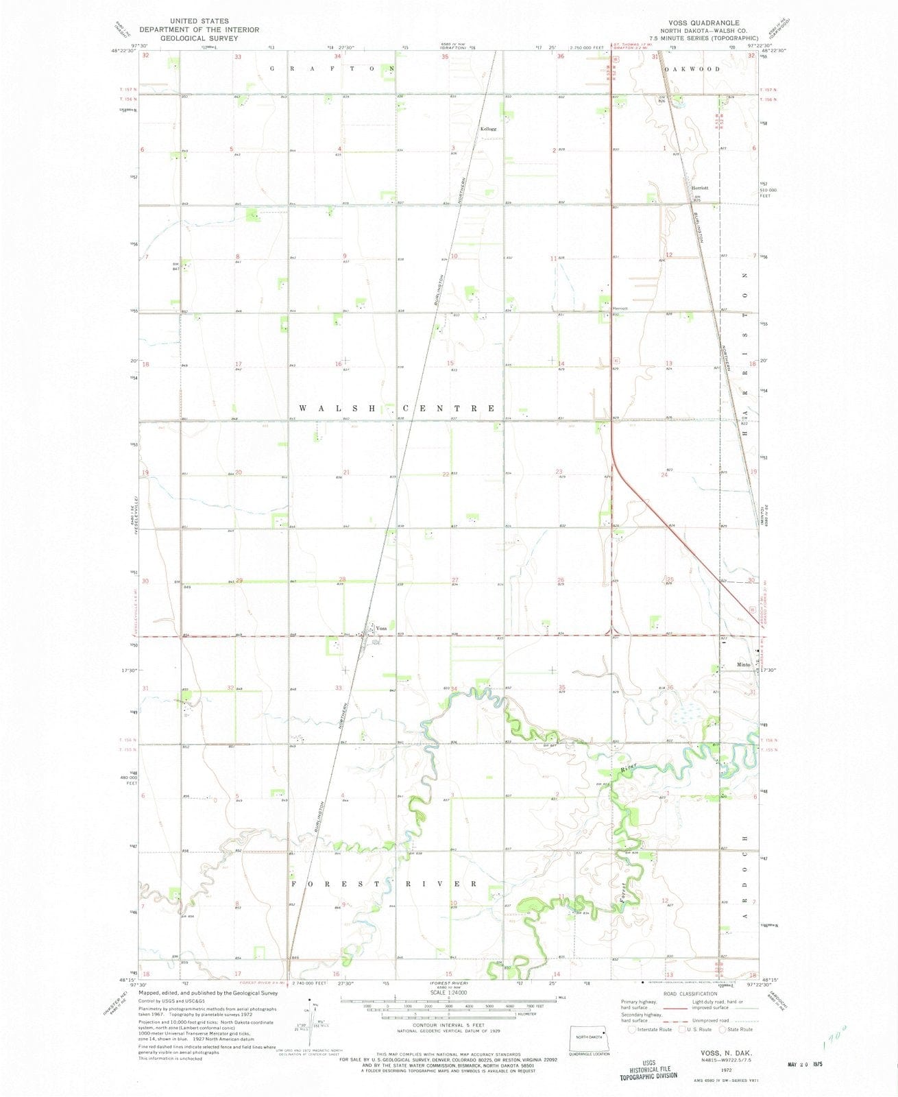 1972 Voss, ND - North Dakota - USGS Topographic Map