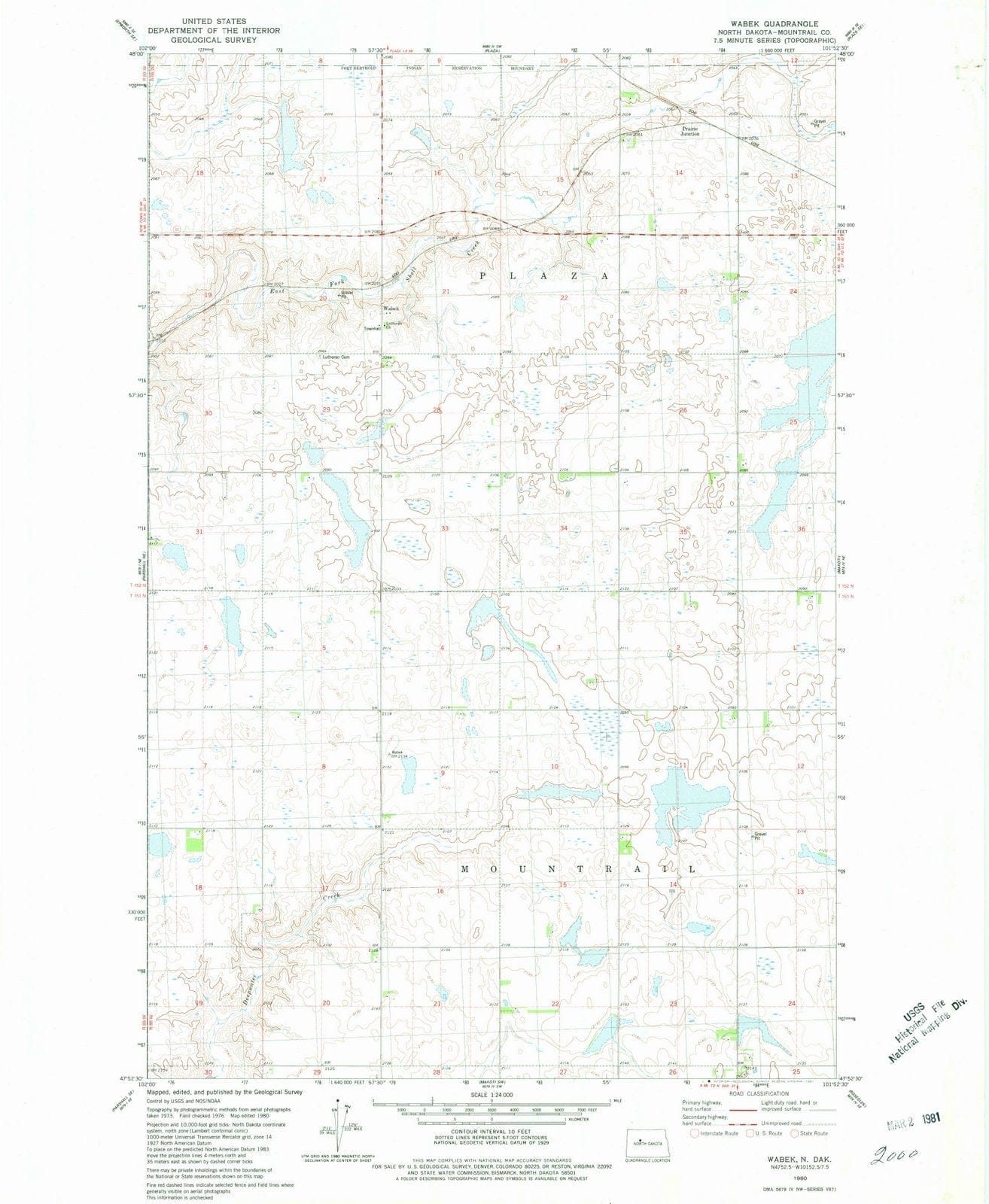 1980 Wabek, ND - North Dakota - USGS Topographic Map