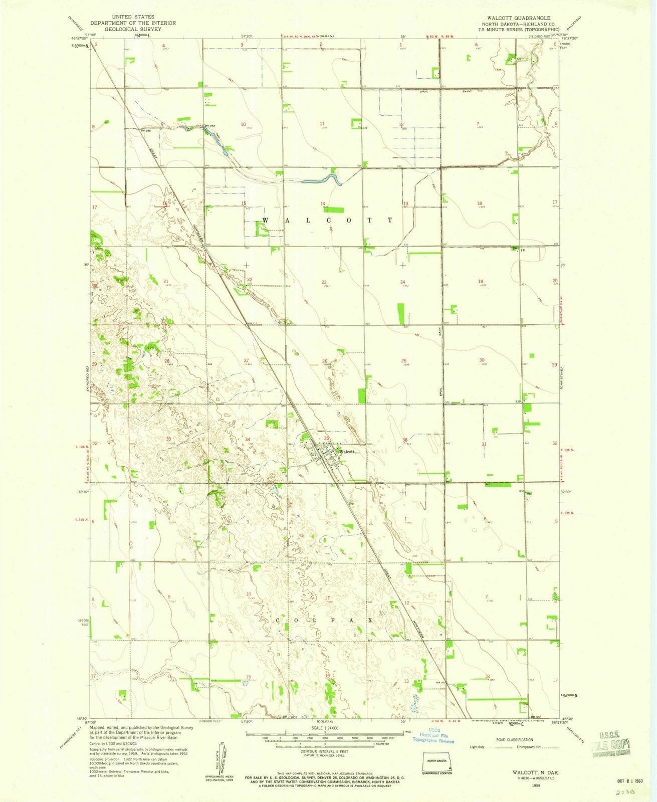 1959 Walcott, ND - North Dakota - USGS Topographic Map