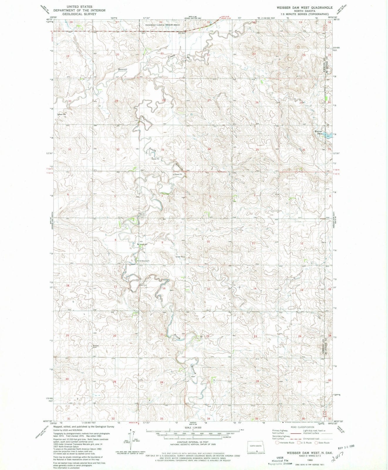 1980 Weisseram West, ND - North Dakota - USGS Topographic Map