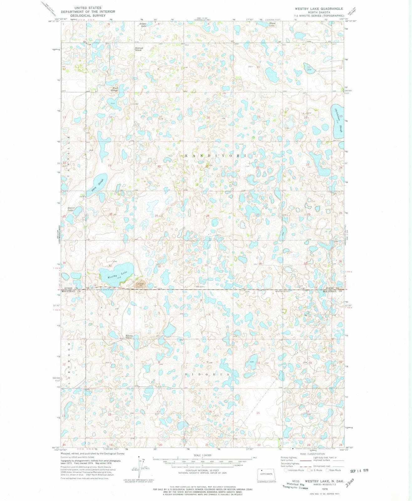 1978 Westby Lake, ND - North Dakota - USGS Topographic Map