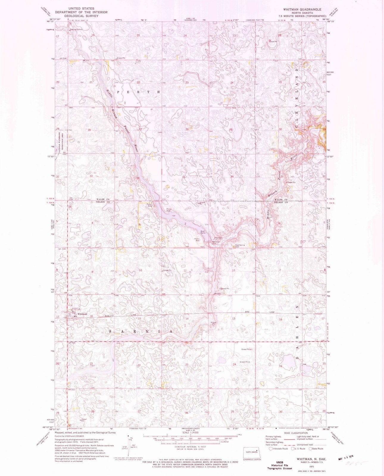 1971 Whitman, ND - North Dakota - USGS Topographic Map