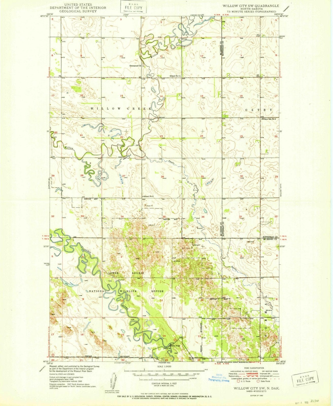 1950 Willow City, ND - North Dakota - USGS Topographic Map