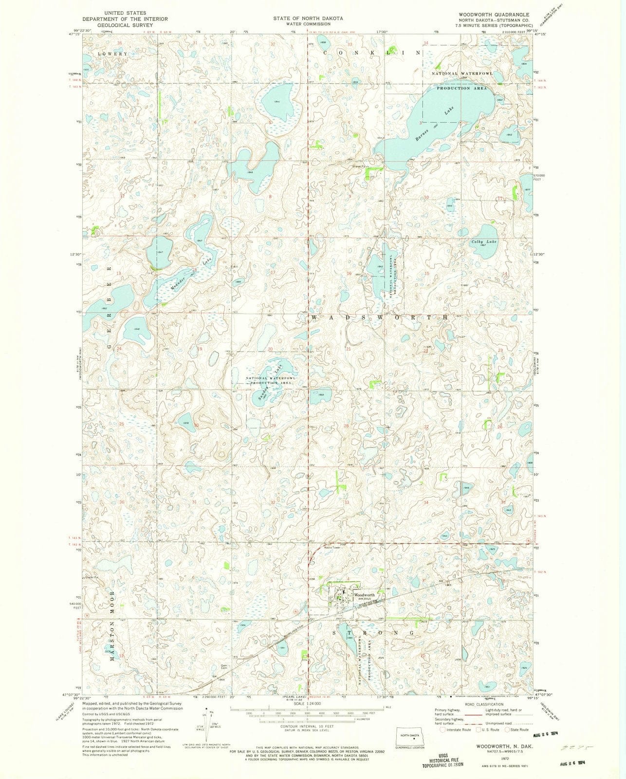 1972 Woodworth, ND - North Dakota - USGS Topographic Map