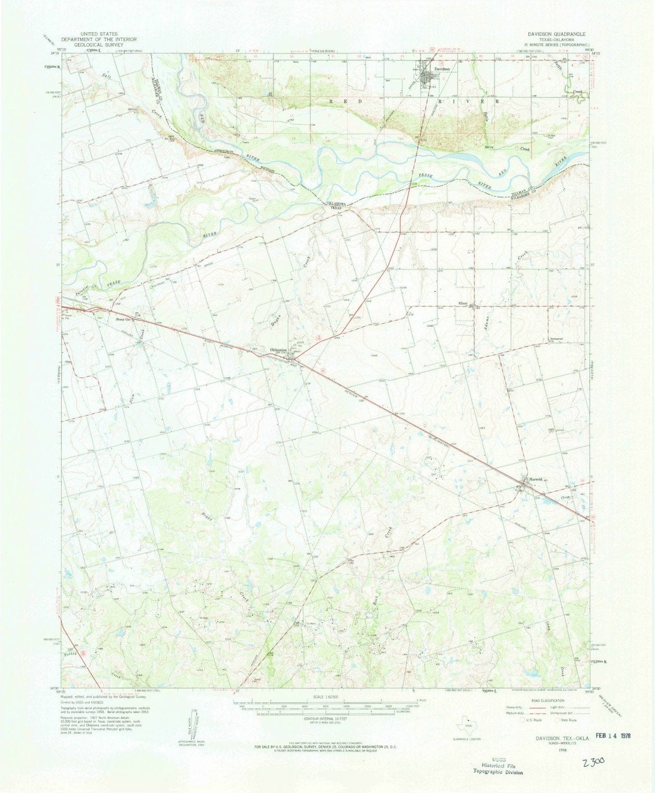 1958 Davidson, OK - Oklahoma - USGS Topographic Map