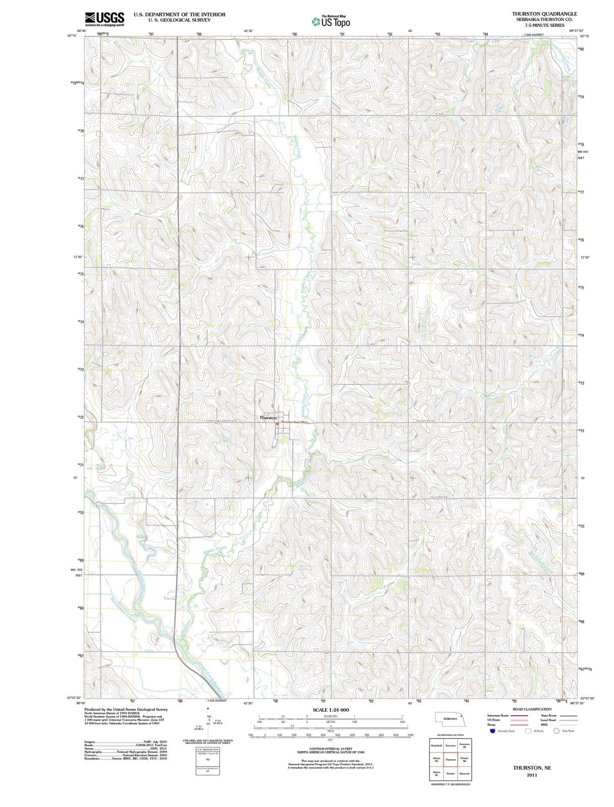 2011 Thurston, NE - Nebraska - USGS Topographic Map
