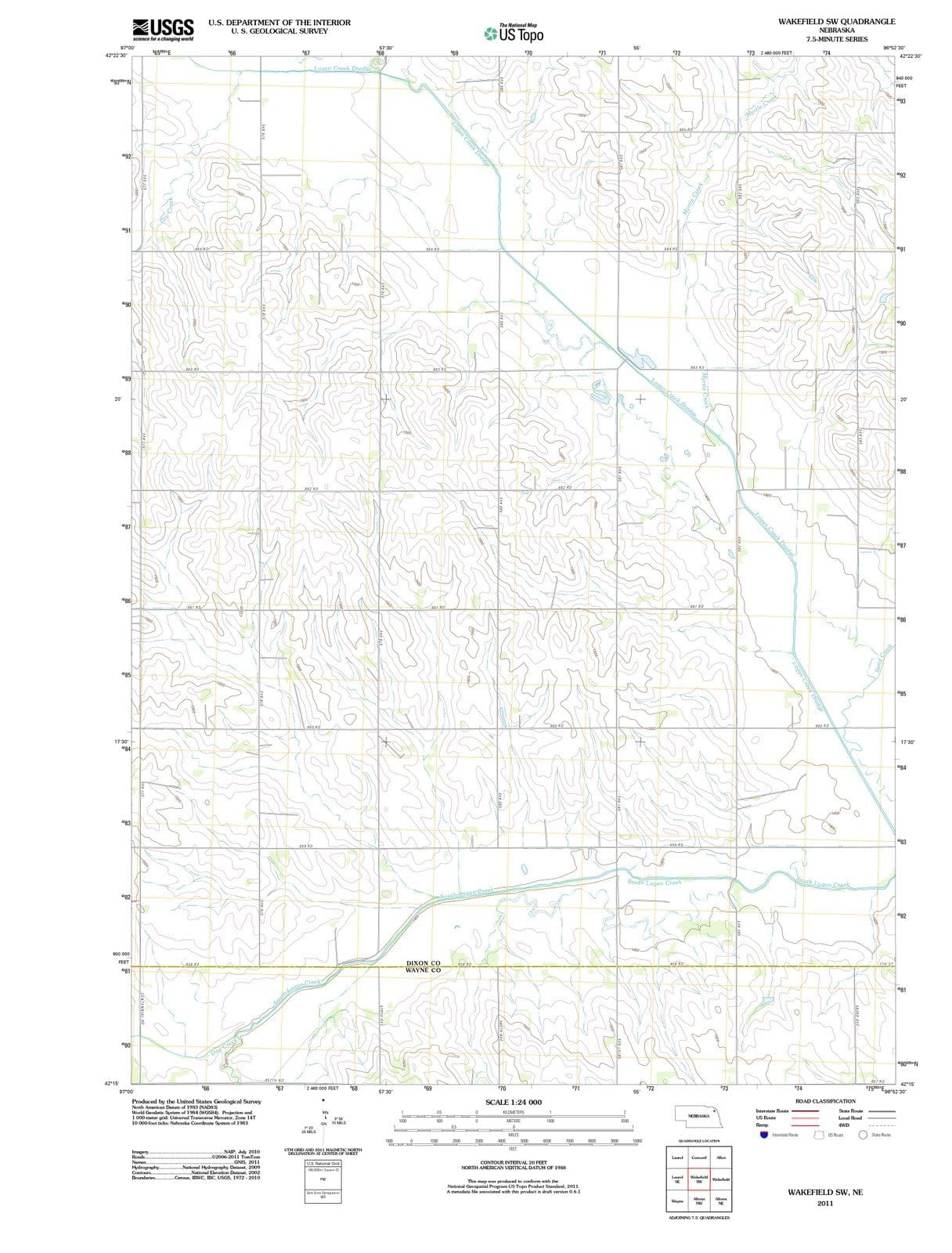 2011 Wakefield, NE - Nebraska - USGS Topographic Map v2