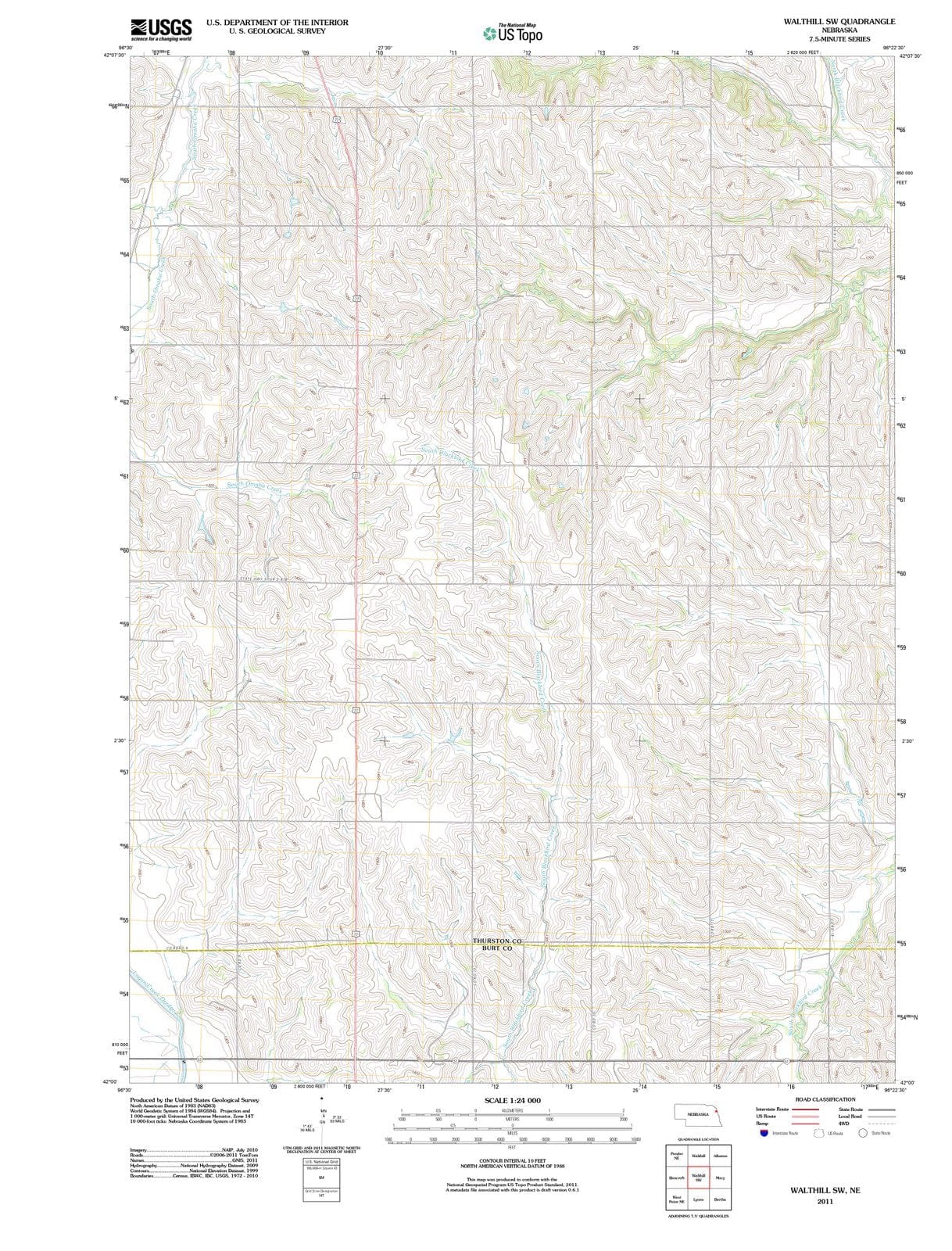 2011 Walthill, NE - Nebraska - USGS Topographic Map