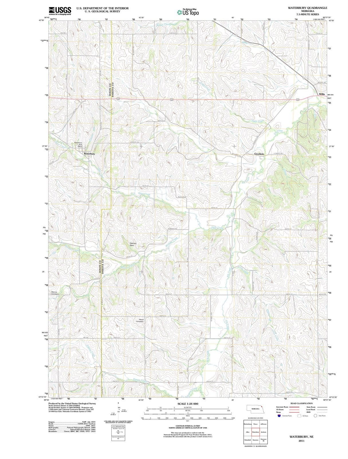 2011 Waterbury, NE - Nebraska - USGS Topographic Map