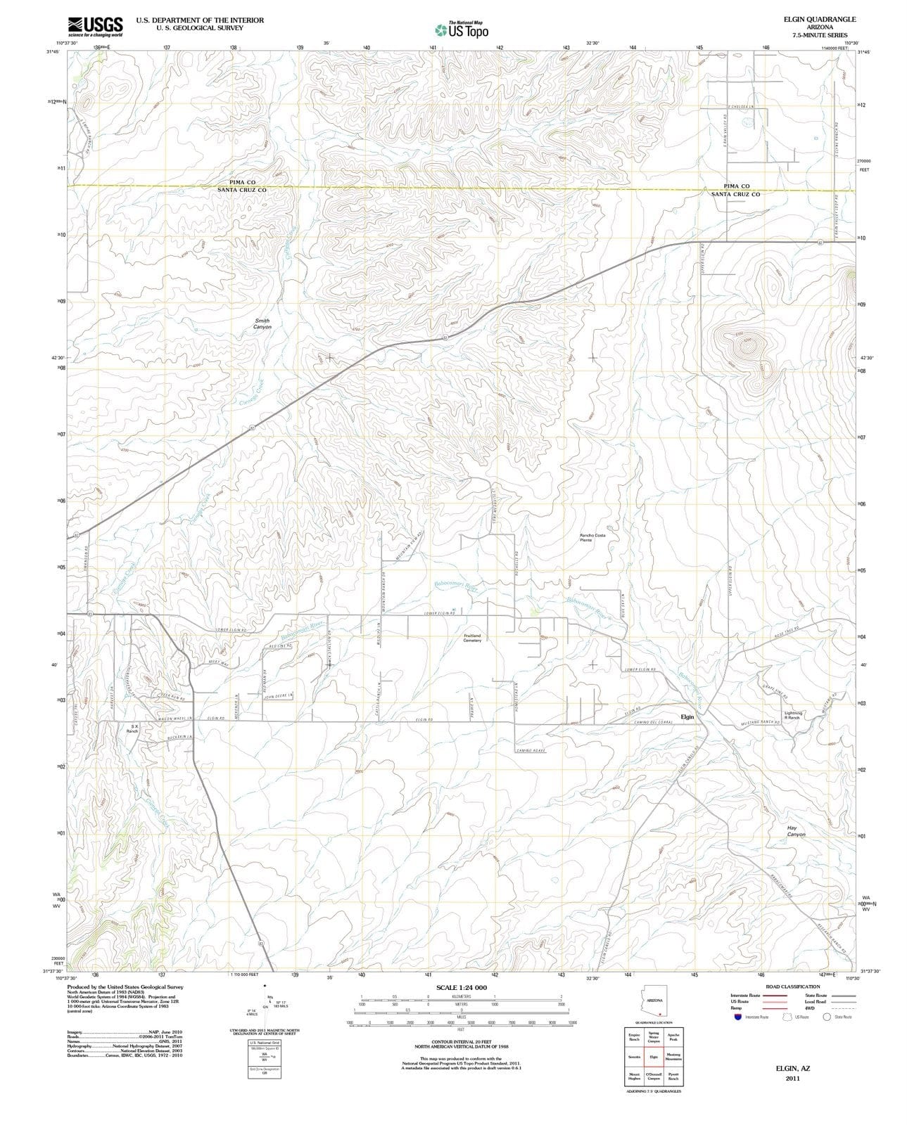 2011 Elgin, AZ - Arizona - USGS Topographic Map
