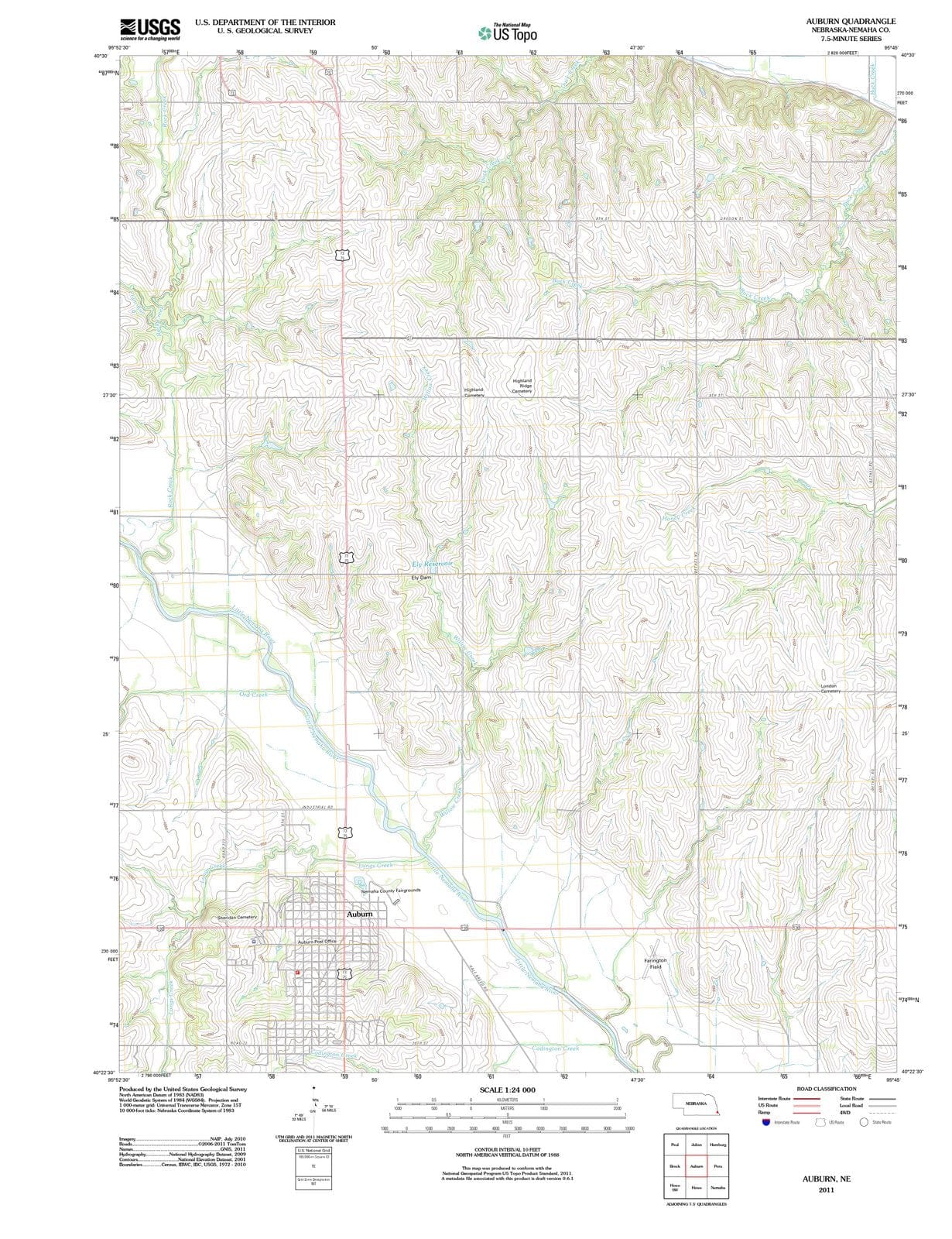 2011 Auburn, NE - Nebraska - USGS Topographic Map