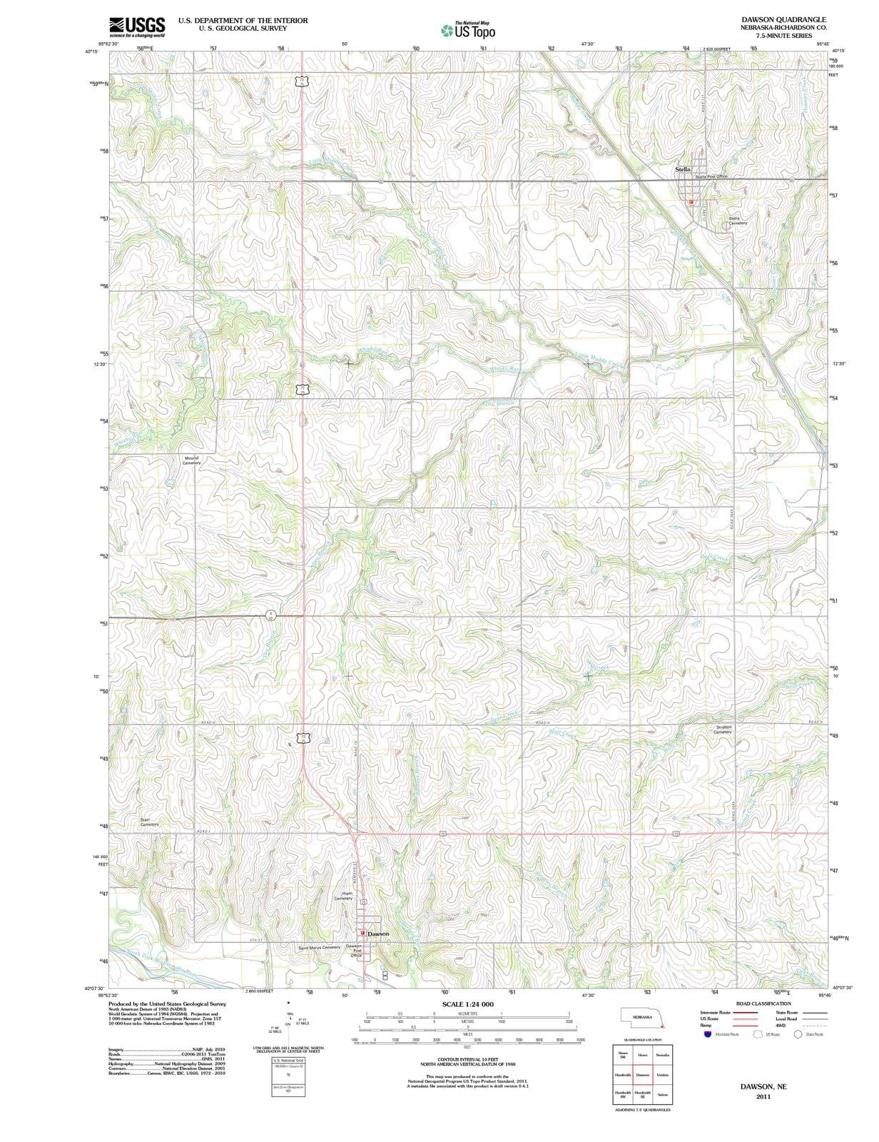 2011 Dawson, NE - Nebraska - USGS Topographic Map