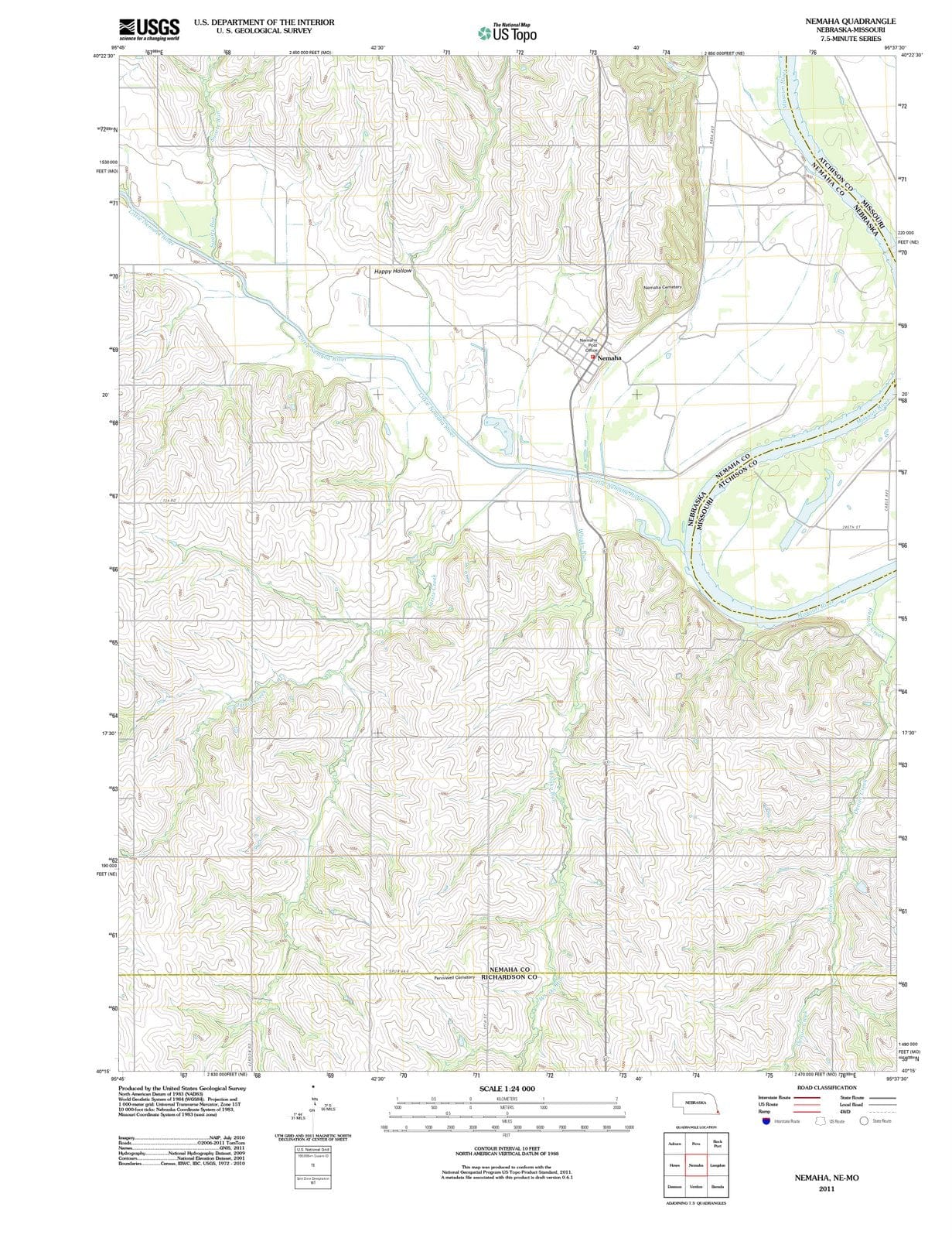 2011 Nemaha, NE - Nebraska - USGS Topographic Map