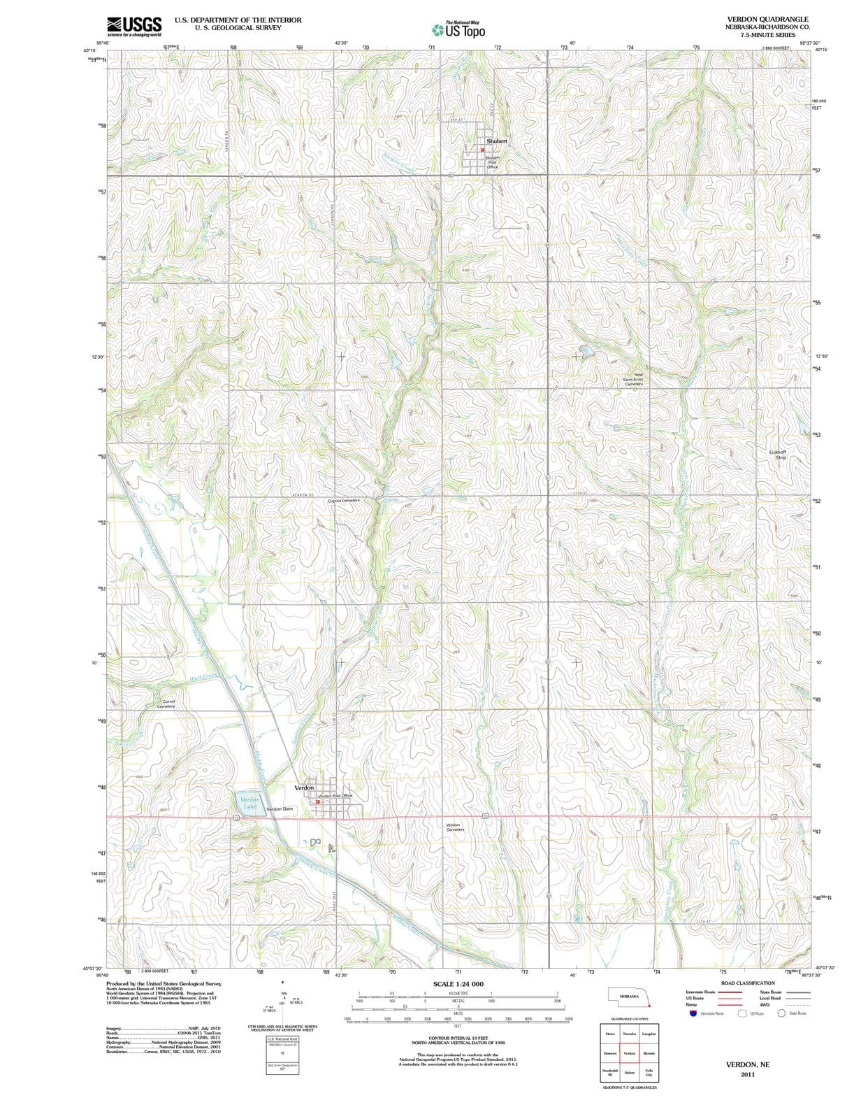 2011 Verdon, NE - Nebraska - USGS Topographic Map