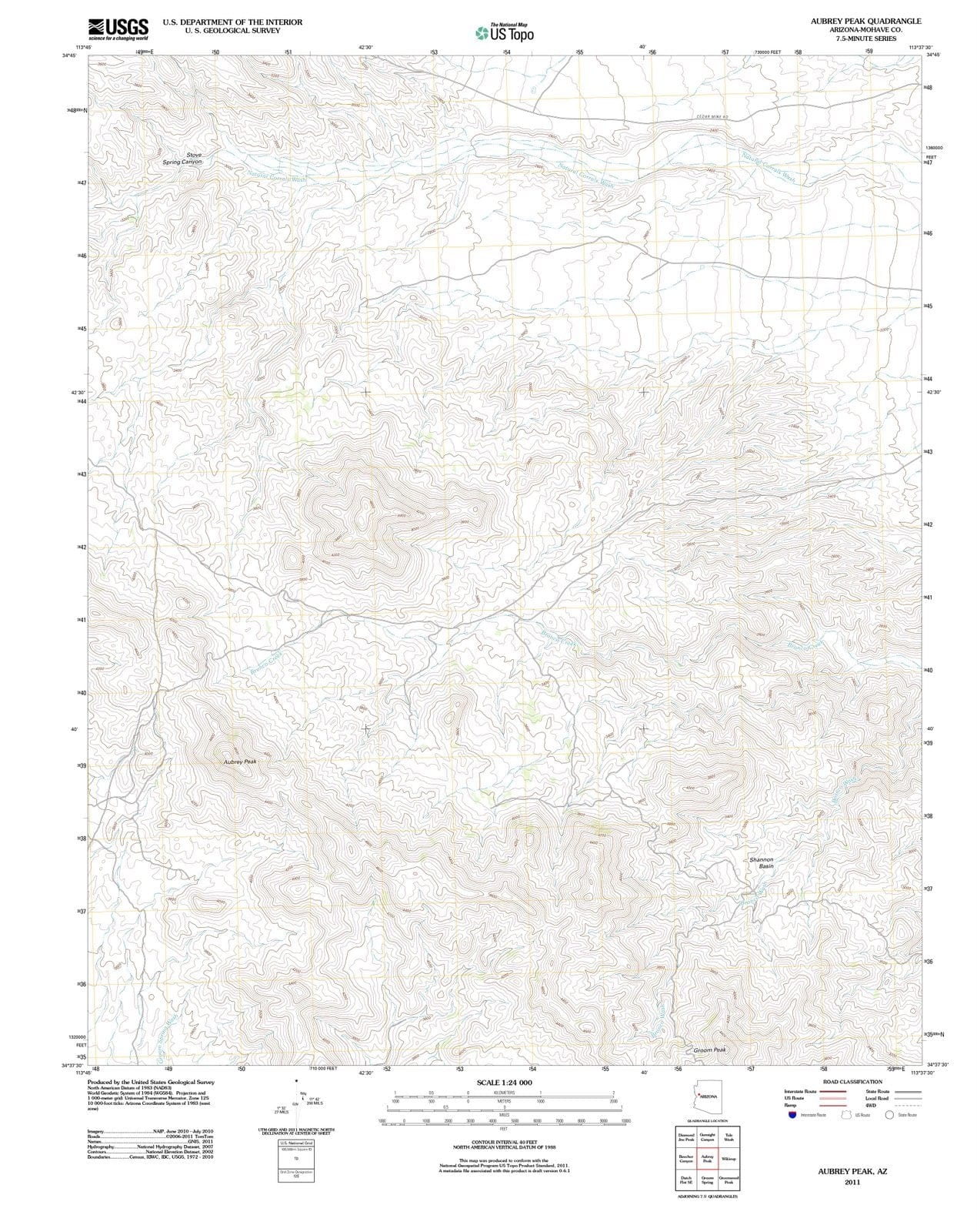 2011 Aubrey Peak, AZ - Arizona - USGS Topographic Map