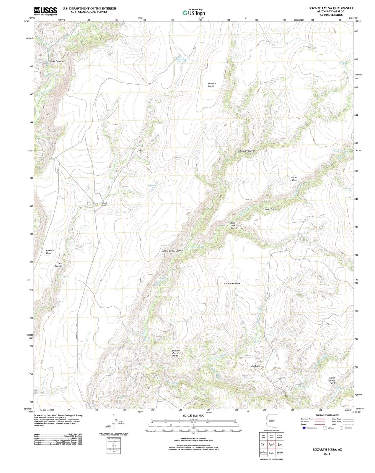2011 Bozarth Mesa, AZ - Arizona - USGS Topographic Map
