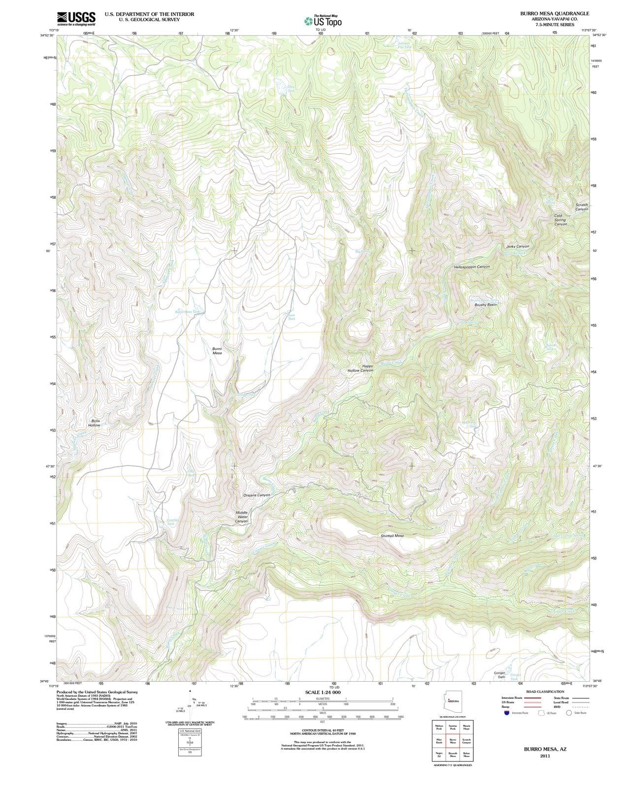 2011 Burro Mesa, AZ - Arizona - USGS Topographic Map