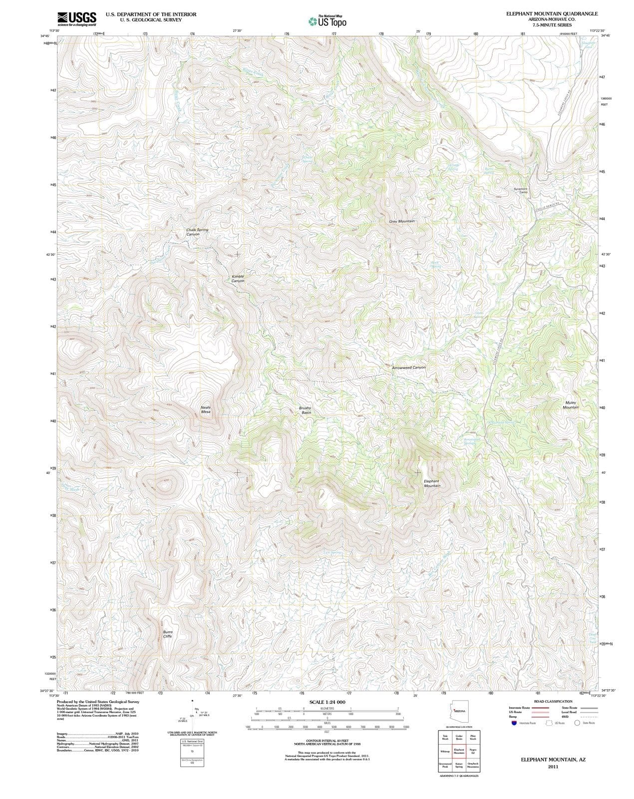 2011 Elephant Mountain, AZ - Arizona - USGS Topographic Map