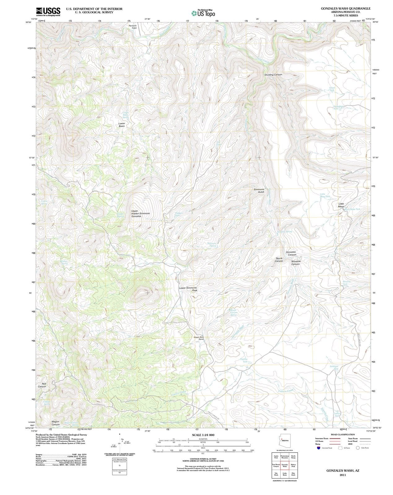 2011 Gonzales Wash, AZ - Arizona - USGS Topographic Map