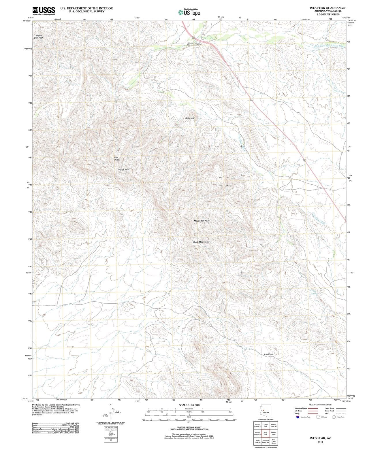 2011 Ives Peak, AZ - Arizona - USGS Topographic Map