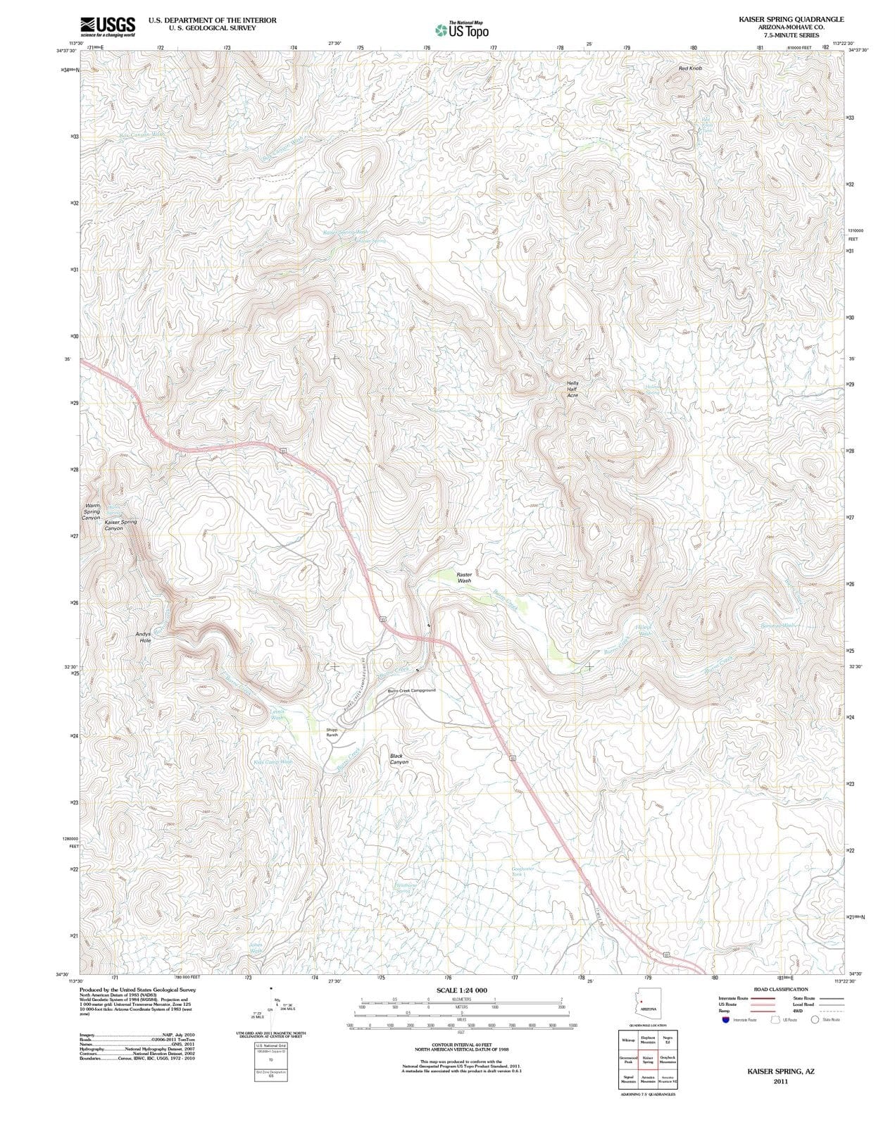 2011 Kaiser Spring, AZ - Arizona - USGS Topographic Map