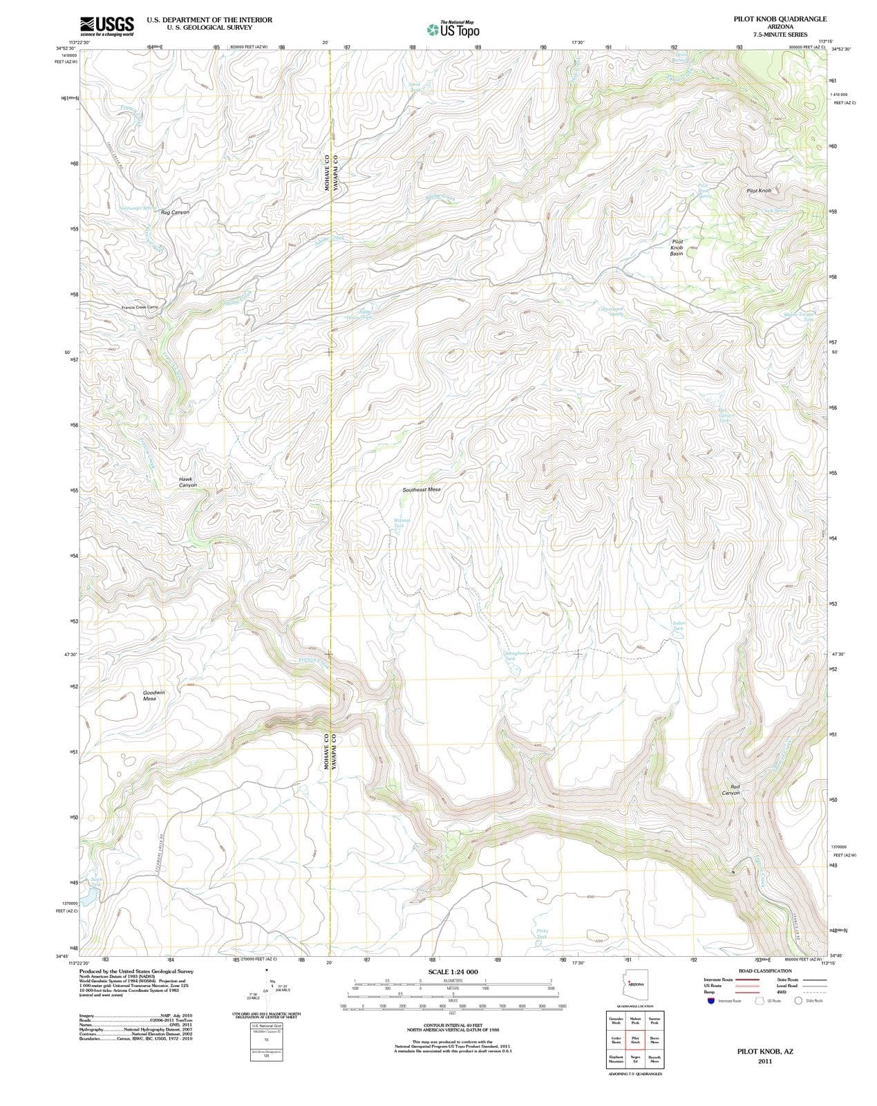 2011 Pilot Knob, AZ - Arizona - USGS Topographic Map