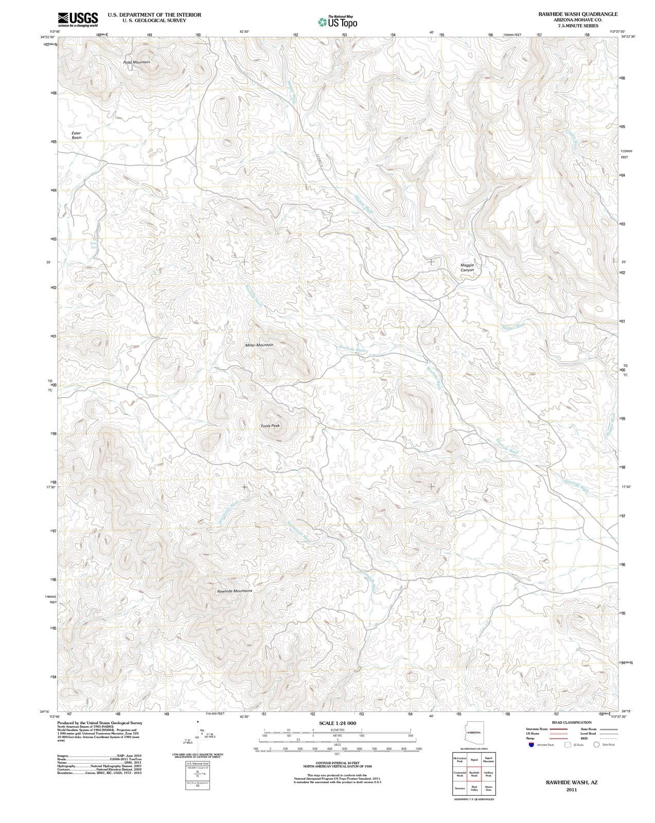 2011 Rawhide Wash, AZ - Arizona - USGS Topographic Map