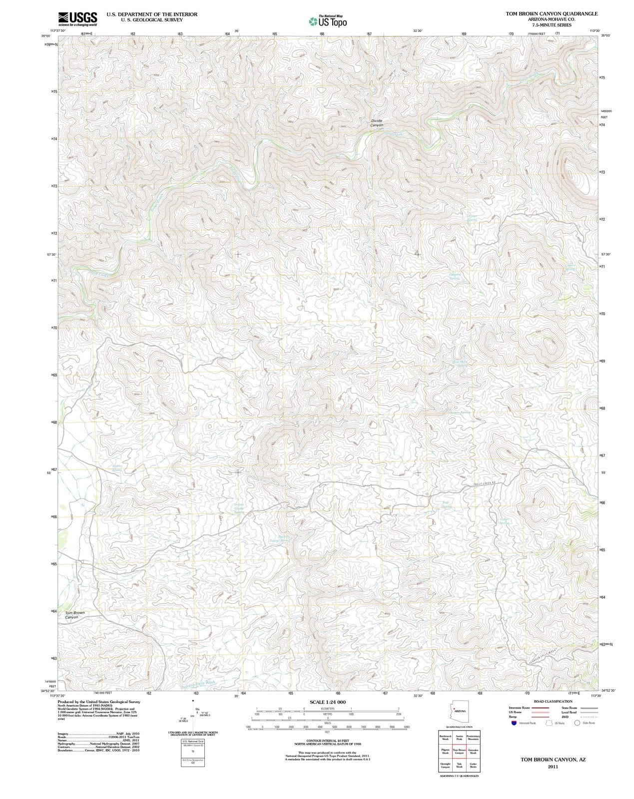 2011 Tom Brown Canyon, AZ - Arizona - USGS Topographic Map