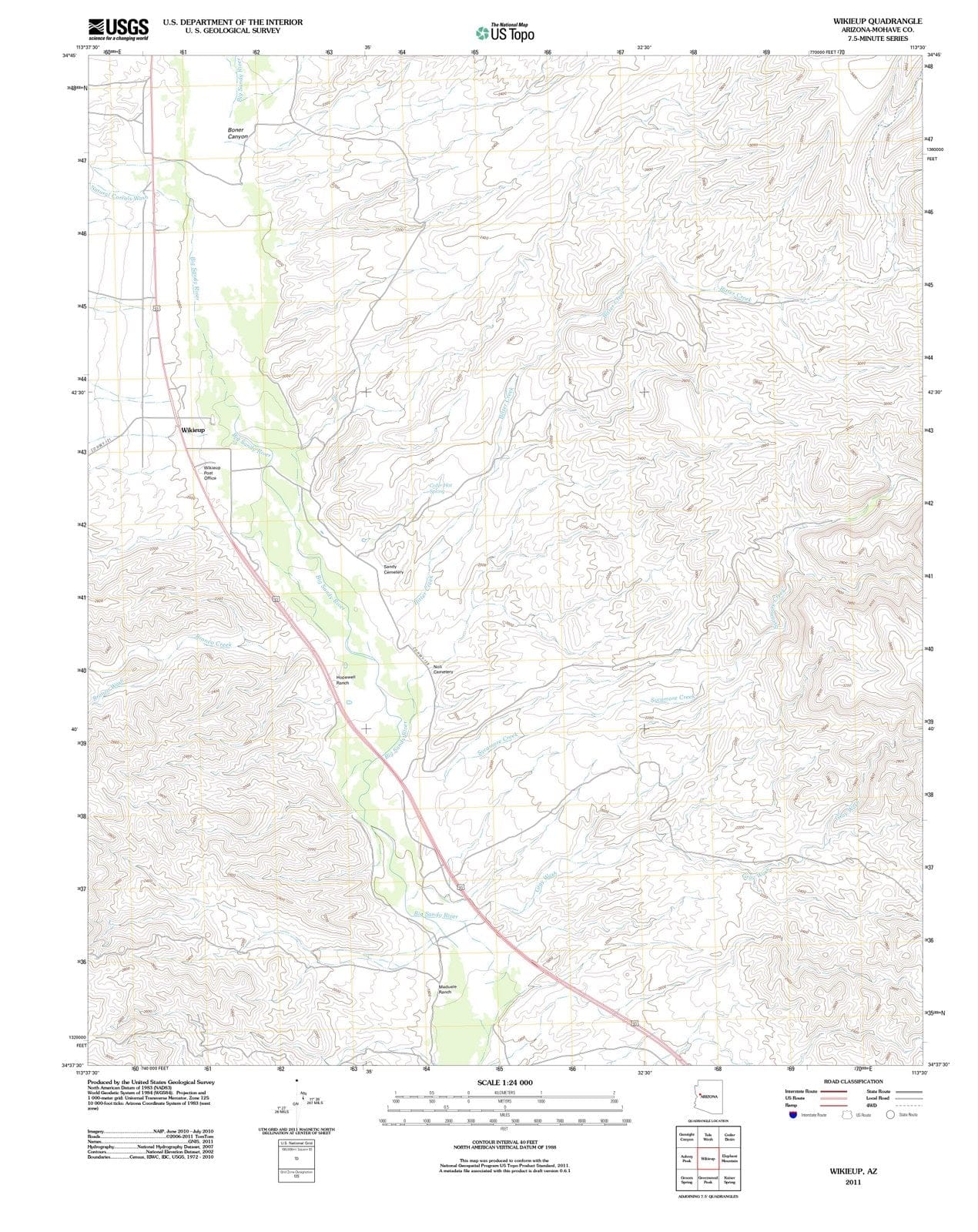2011 Wikieup, AZ - Arizona - USGS Topographic Map
