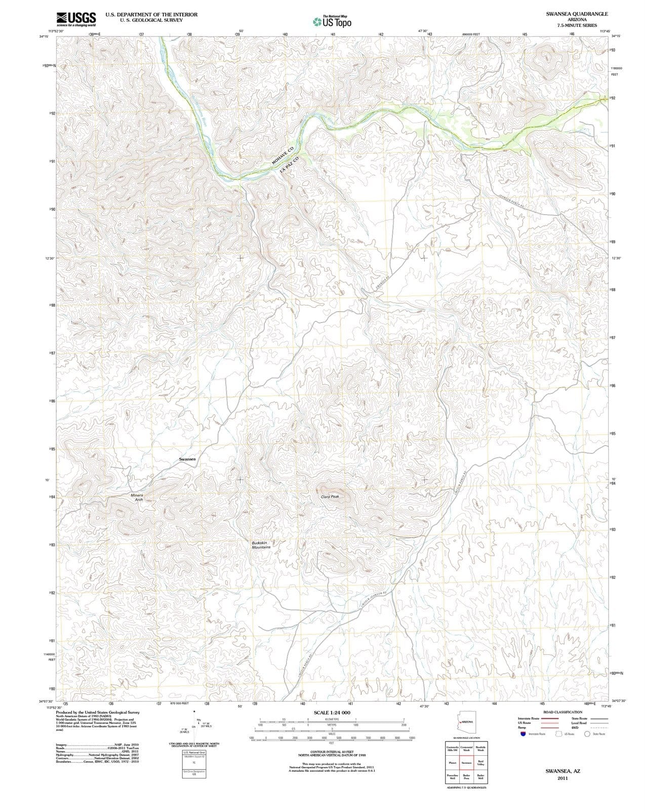 2011 Swansea, AZ - Arizona - USGS Topographic Map