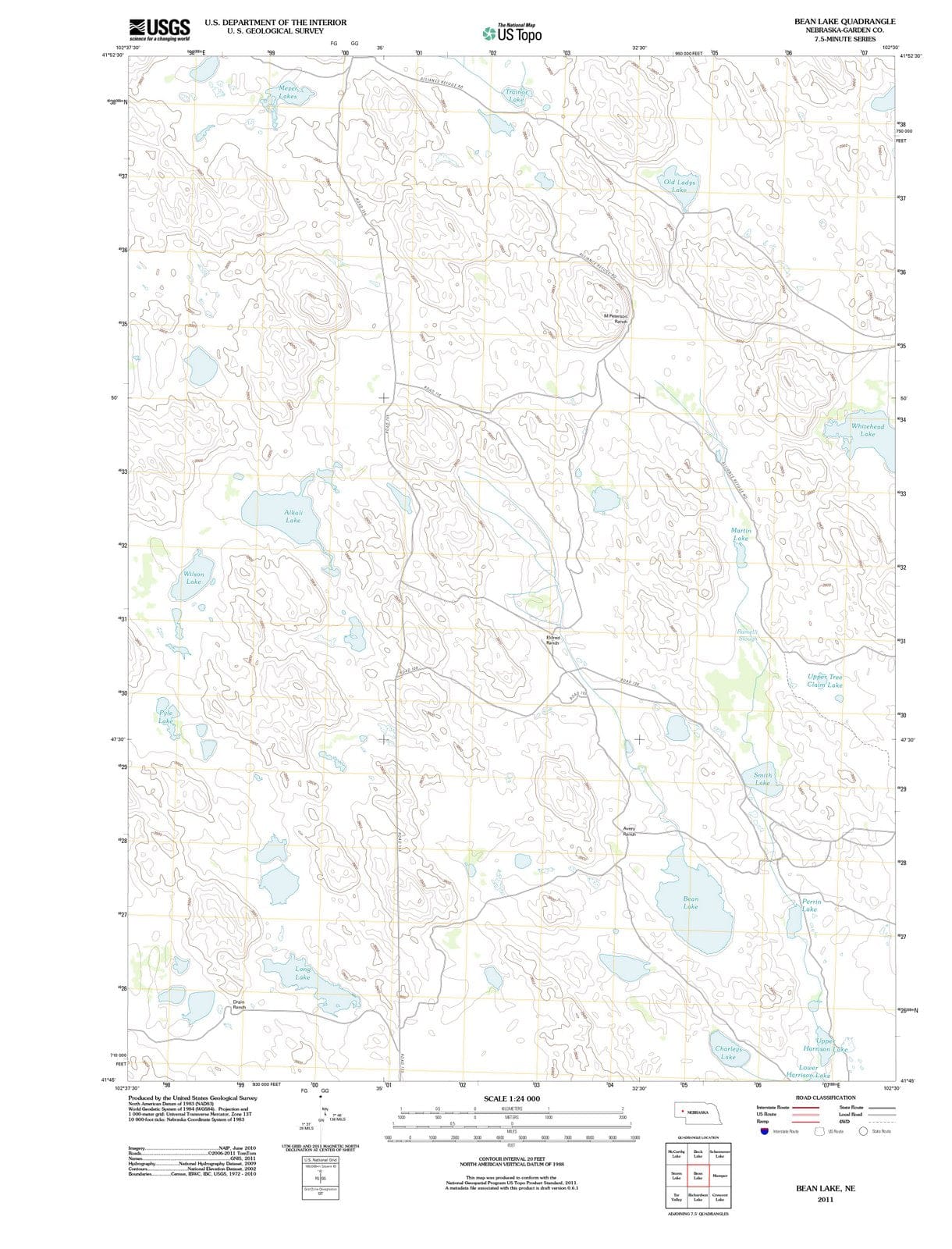 2011 Bean Lake, NE - Nebraska - USGS Topographic Map