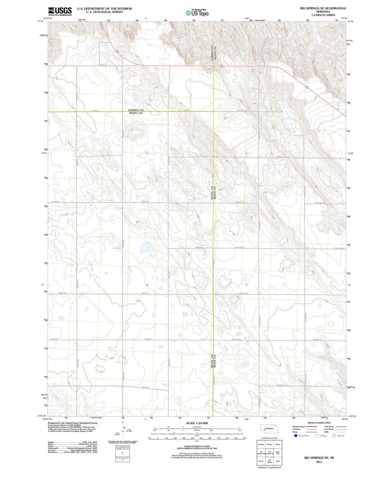 2011 Big Springs, NE - Nebraska - USGS Topographic Map