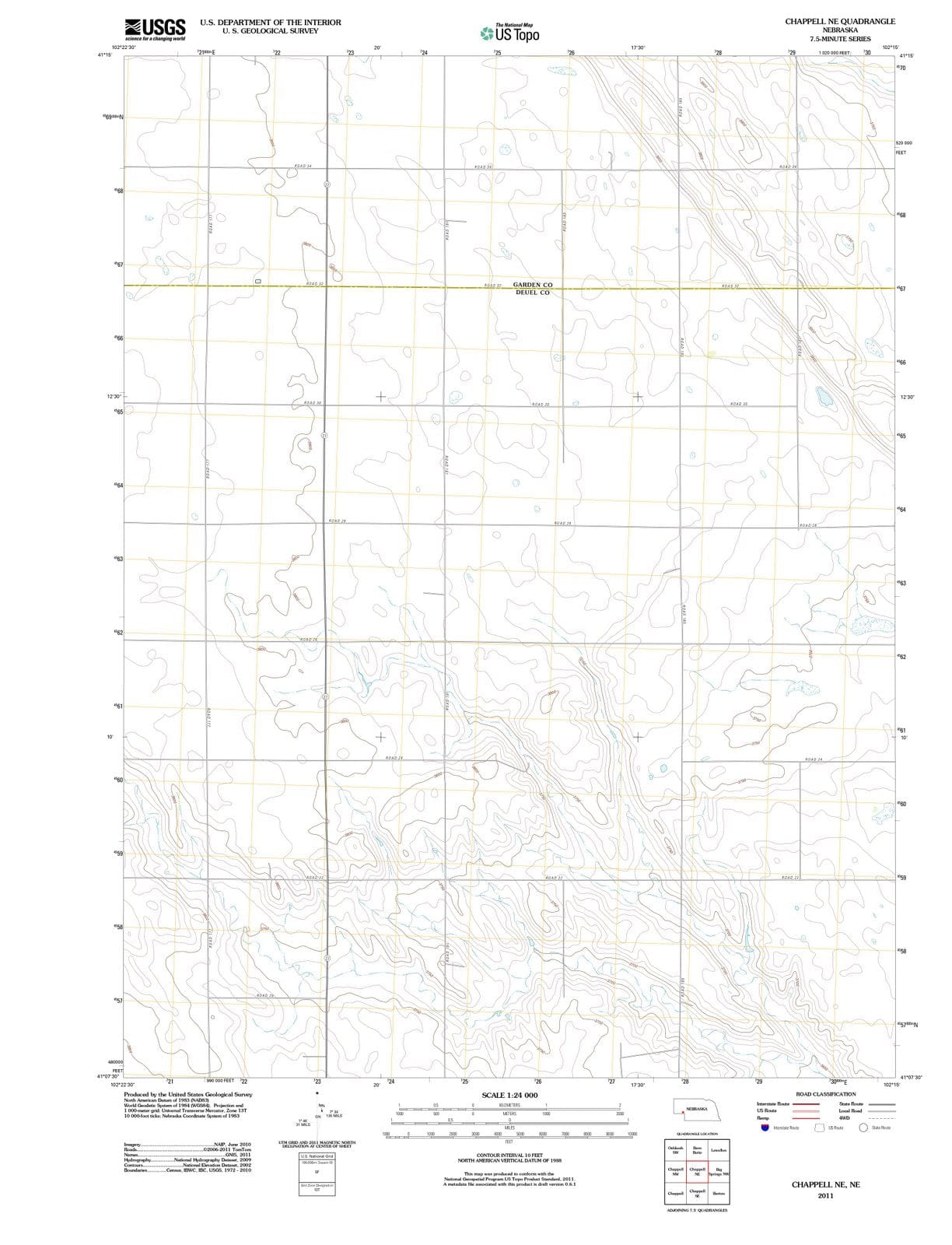 2011 Chappell, NE - Nebraska - USGS Topographic Map