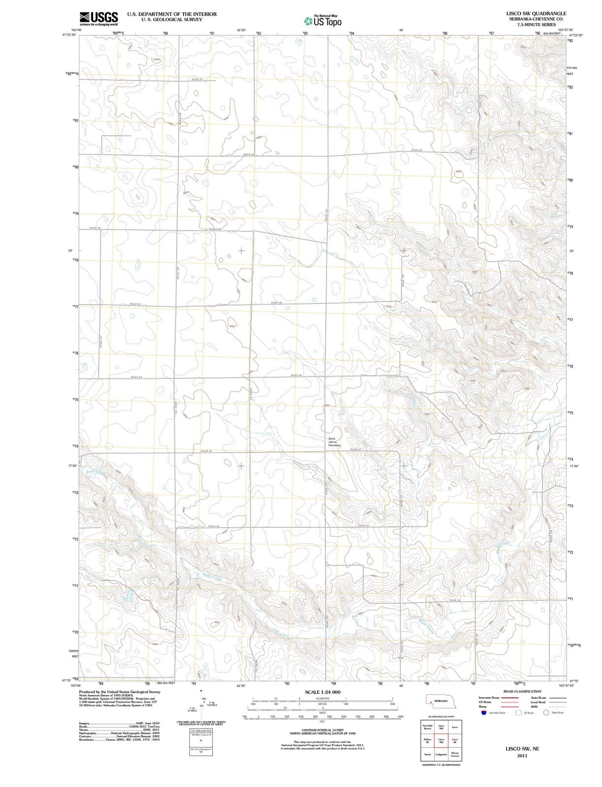 2011 Lisco, NE - Nebraska - USGS Topographic Map v2