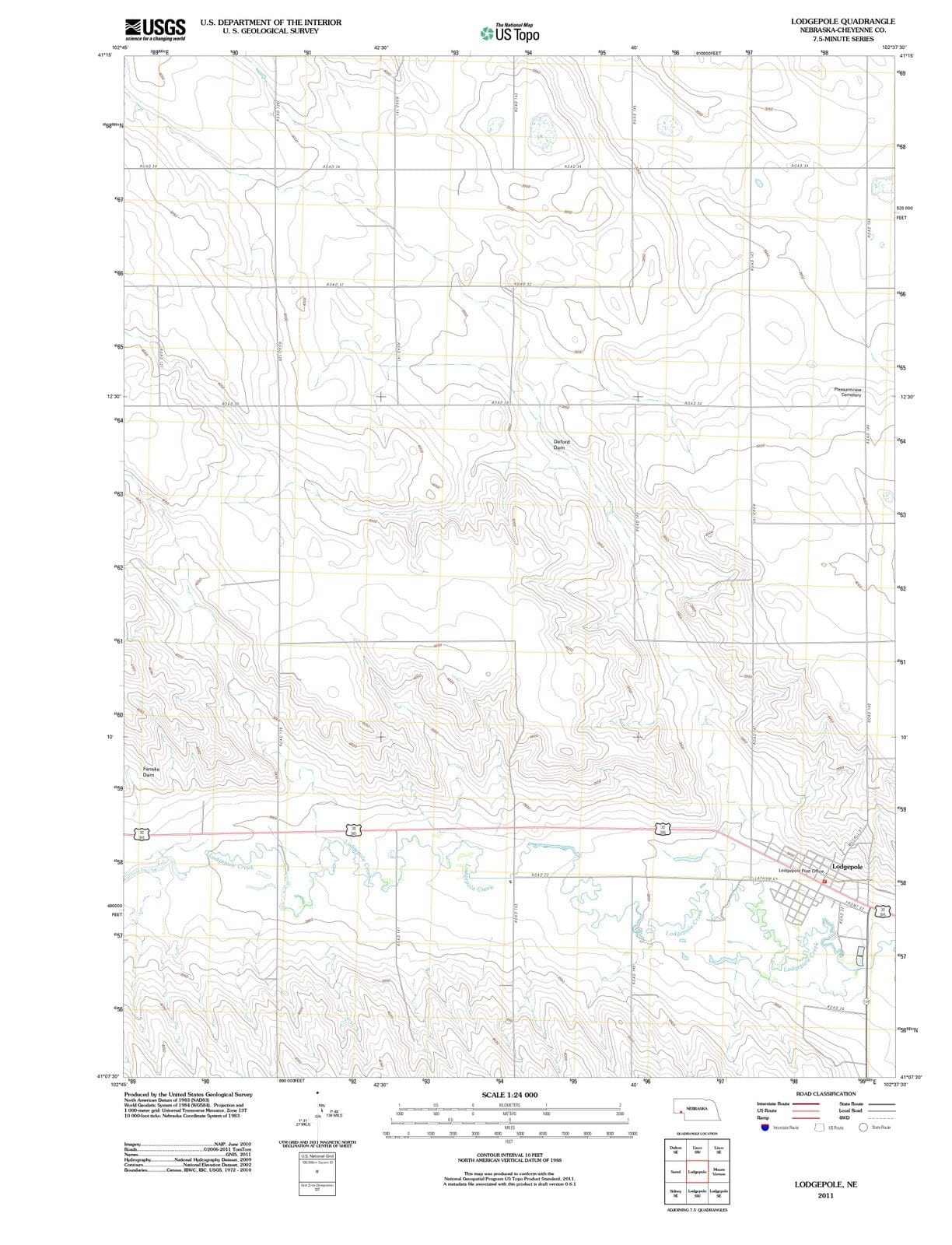 2011 Lodgepole, NE - Nebraska - USGS Topographic Map