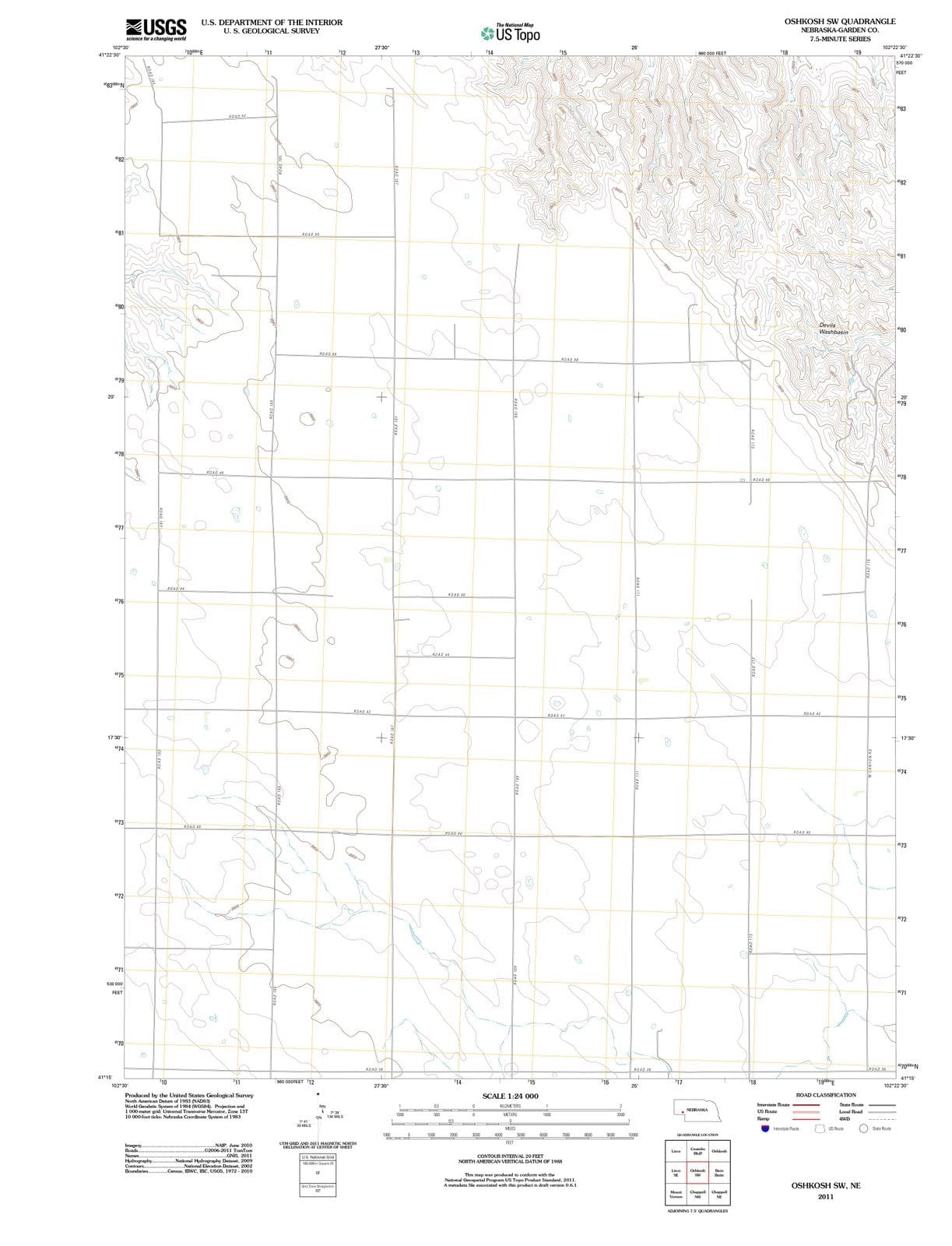 2011 OshKosh, NE - Nebraska - USGS Topographic Map