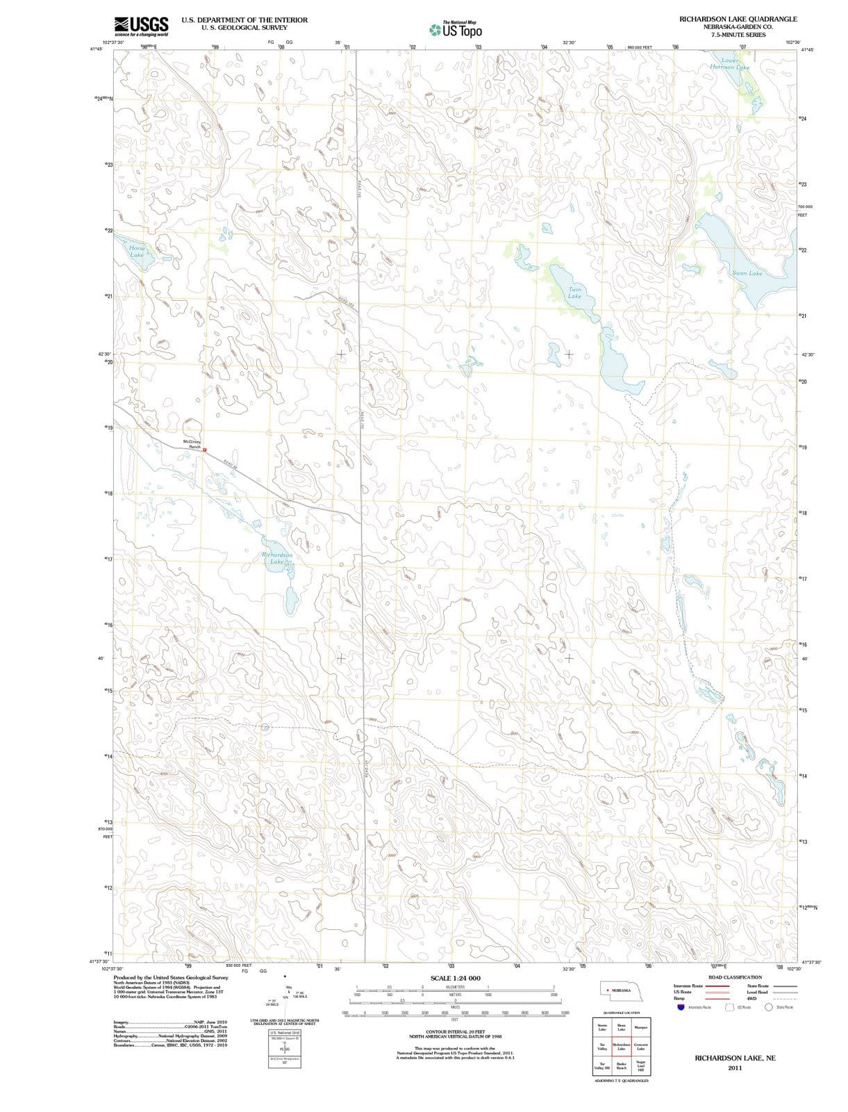2011 Richardson Lake, NE - Nebraska - USGS Topographic Map