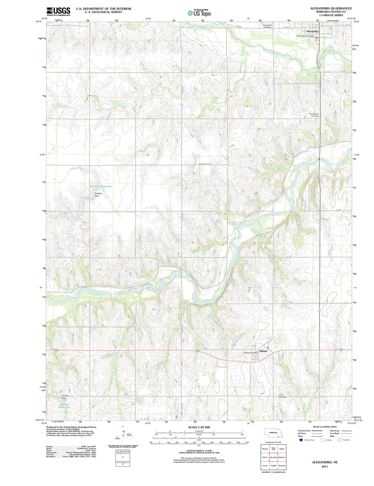 2011 Alexandria, NE - Nebraska - USGS Topographic Map