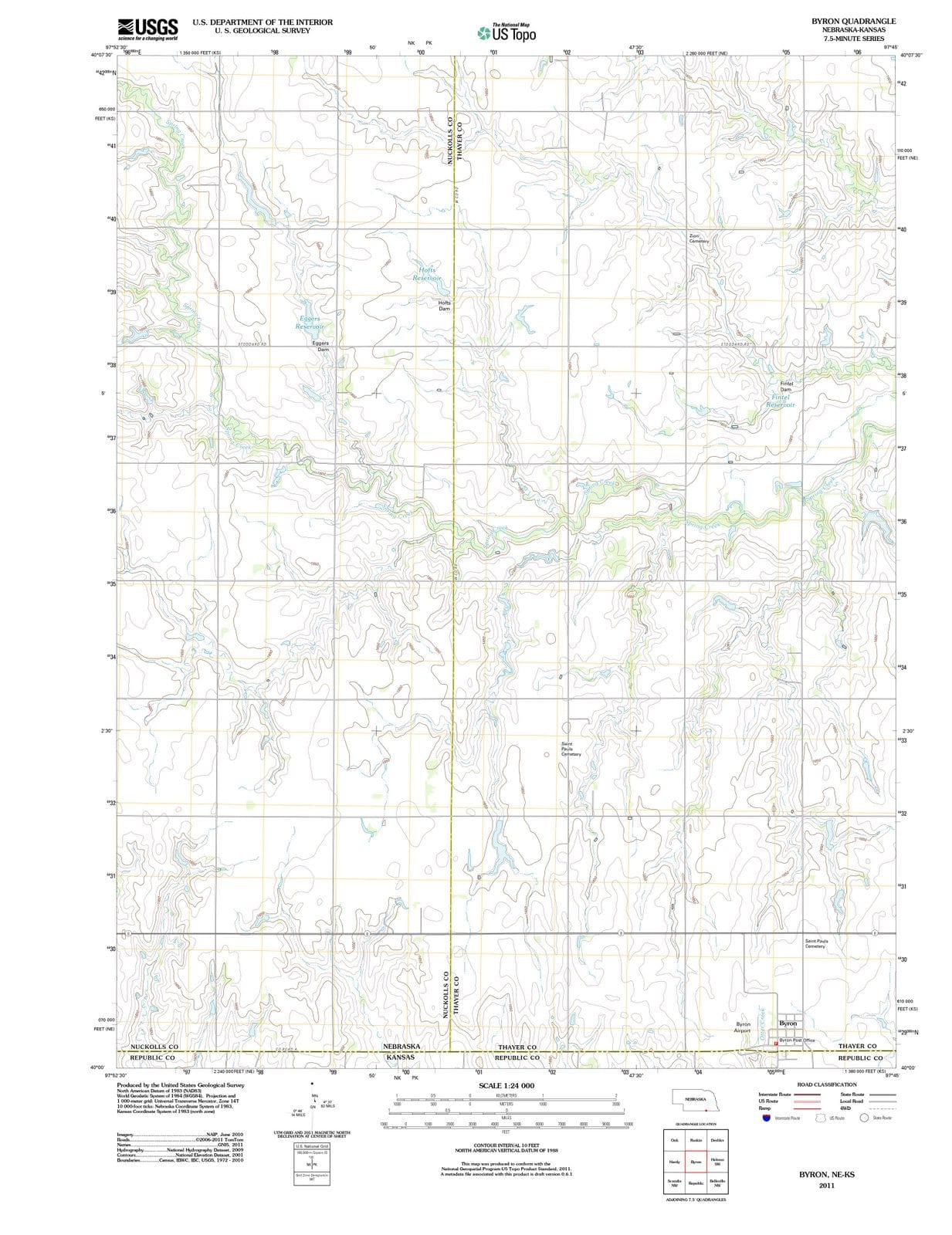 2011 Byron, NE - Nebraska - USGS Topographic Map