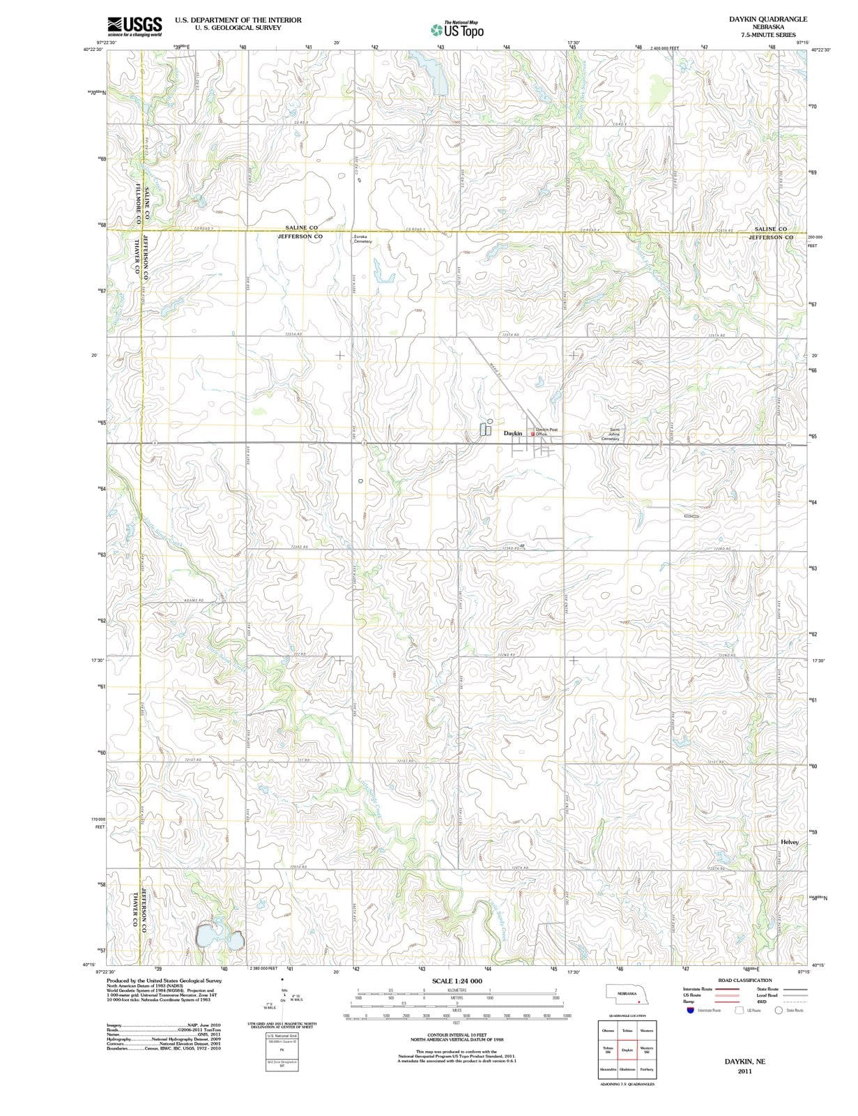 2011 Daykin, NE - Nebraska - USGS Topographic Map