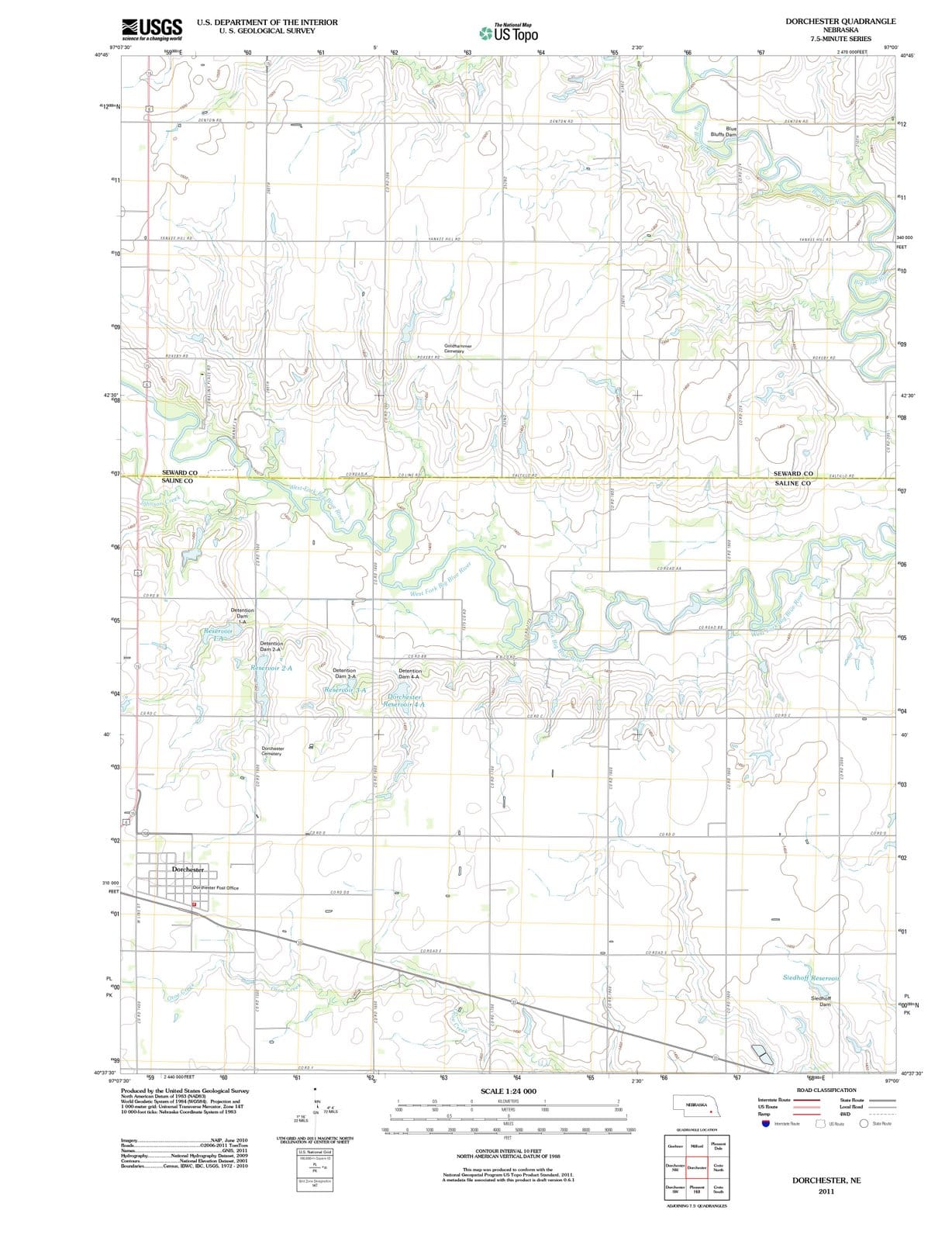 2011 Dorchester, NE - Nebraska - USGS Topographic Map