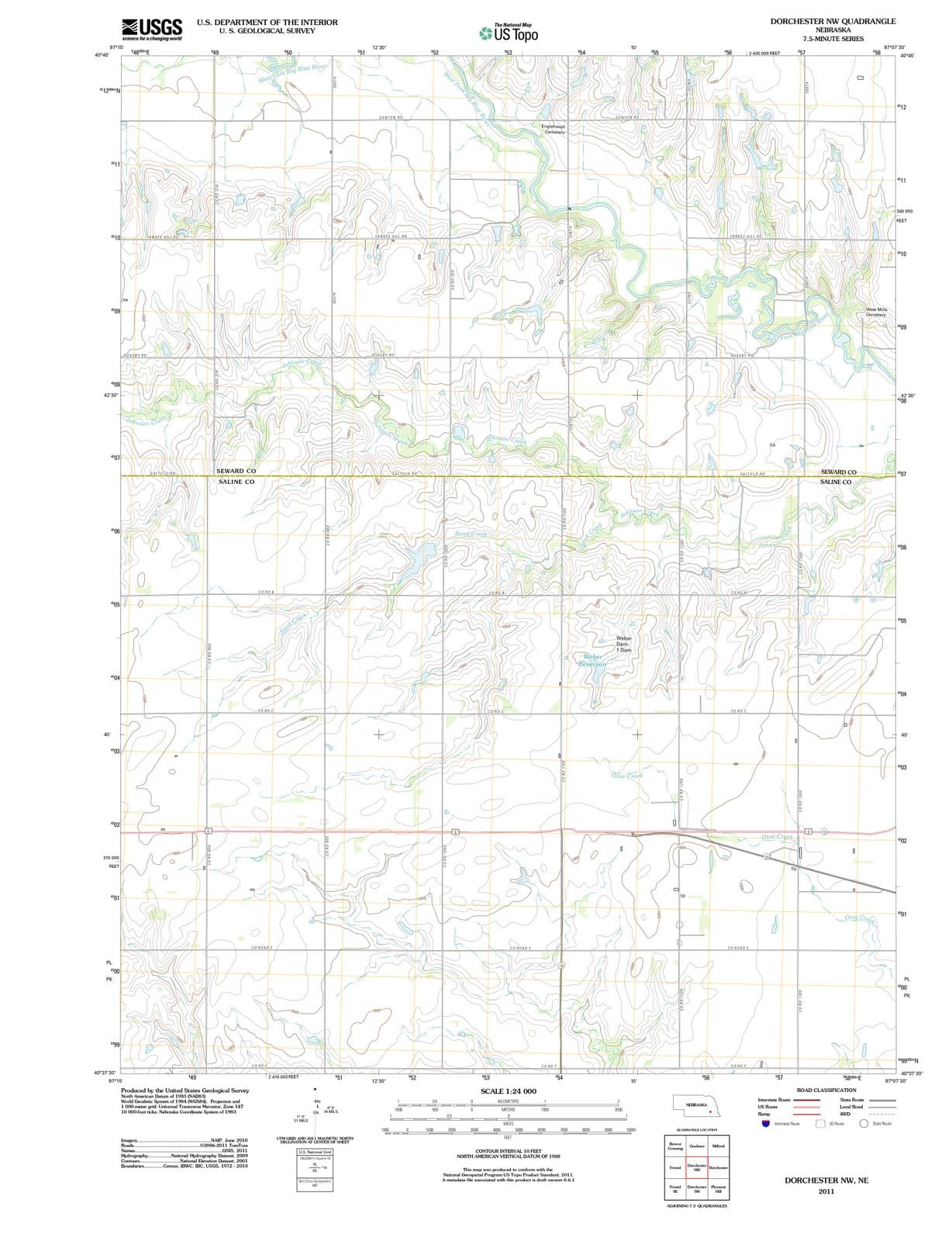2011 Dorchester, NE - Nebraska - USGS Topographic Map v2