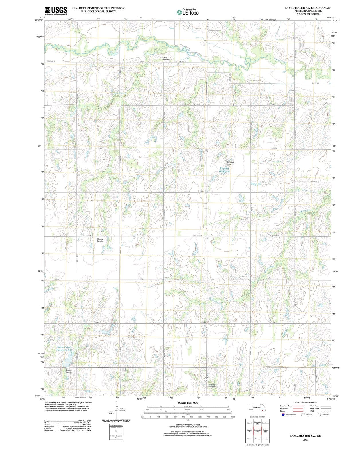 2011 Dorchester, NE - Nebraska - USGS Topographic Map v3